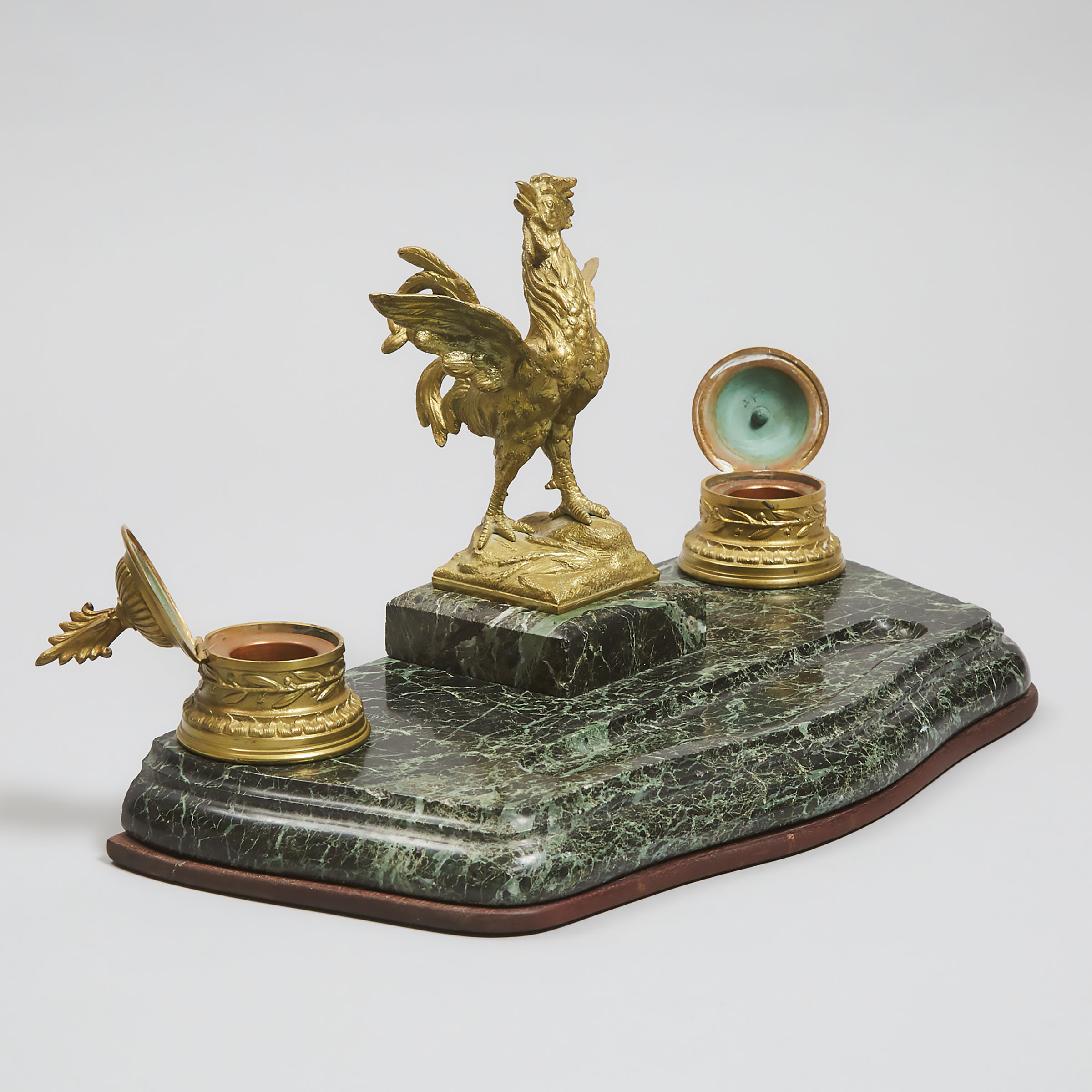 Large French Belle Époque Verde Antico Marble and Gilt Bronze Desk Stand, late19th/early 20th century