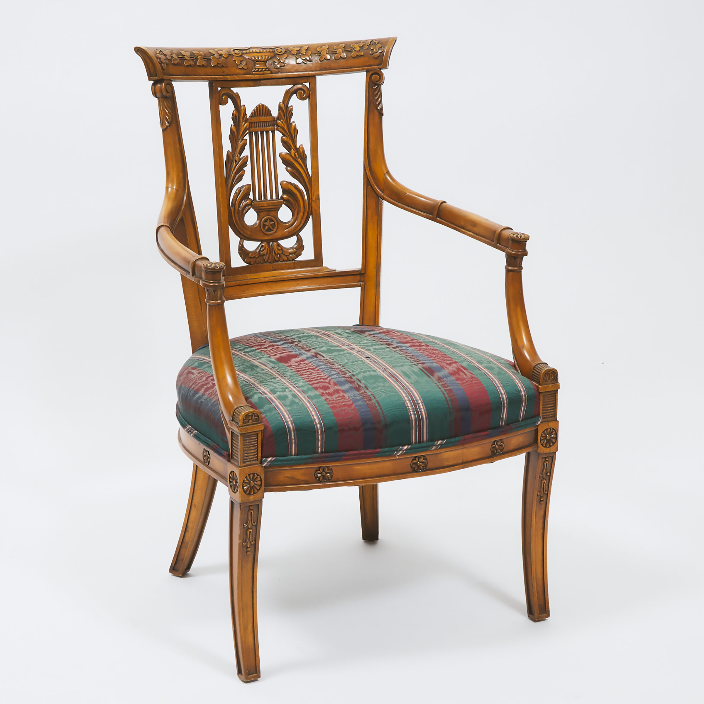 Carved Neoclassical Open Armchair, early 20th century