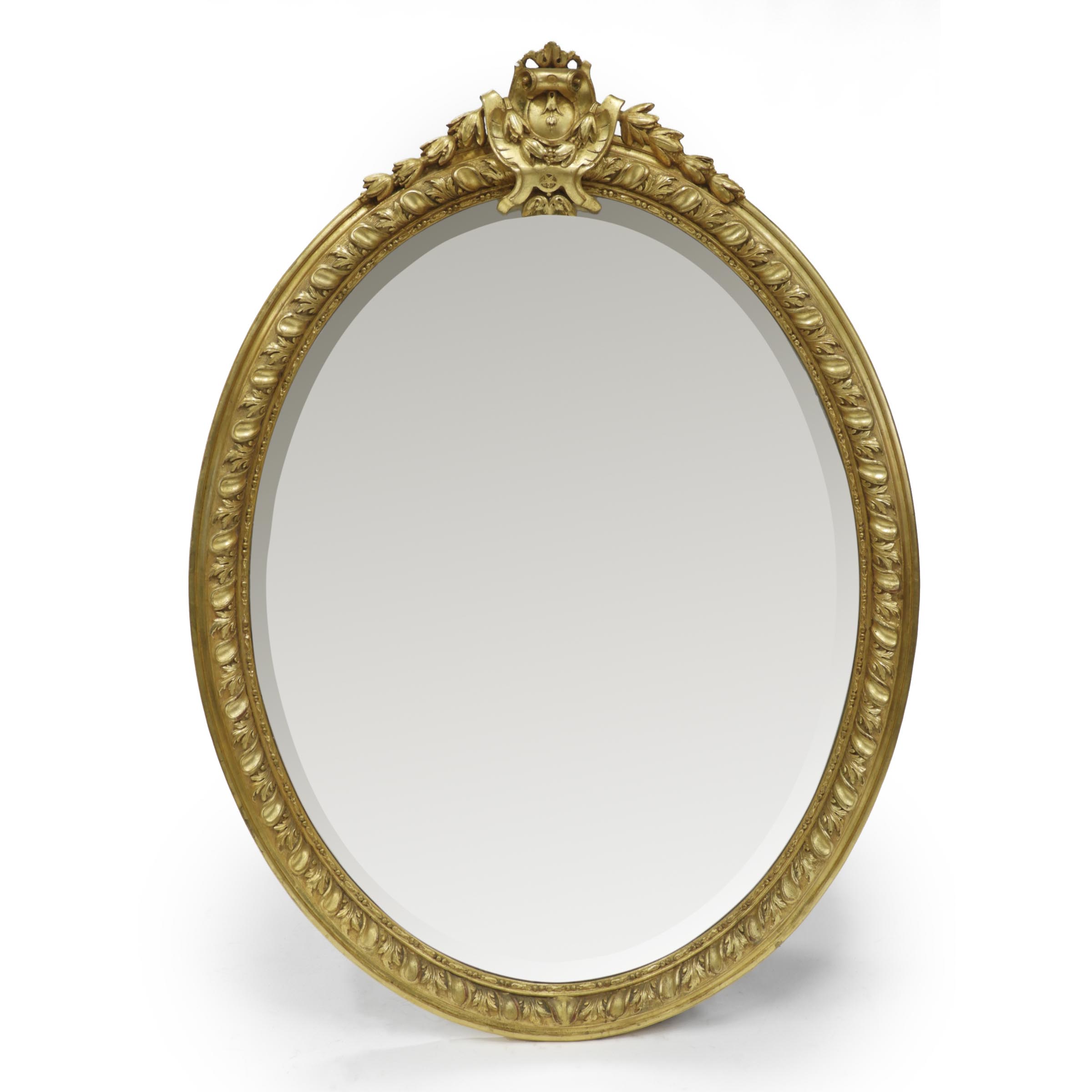 Large Oval Giltwood Mirror, late 19th century