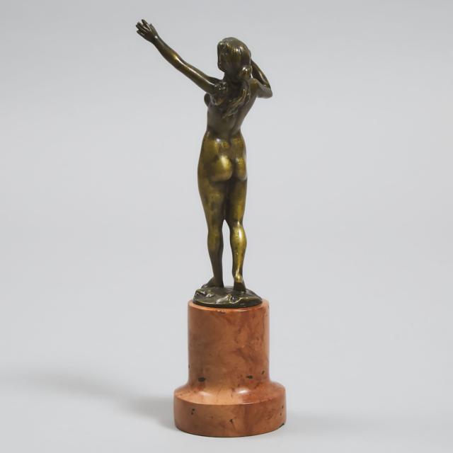 French School Bronze Model of a Nude Herald, early 20th century