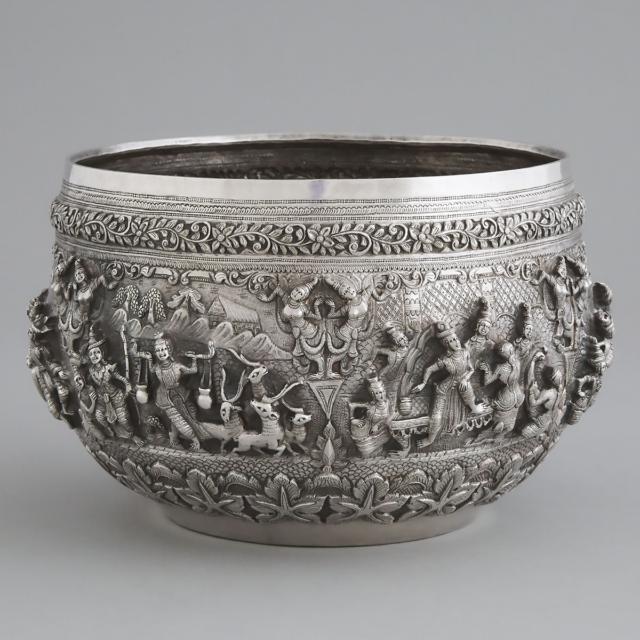 Indonesian Repoussé Silver Jardinière, early 20th century