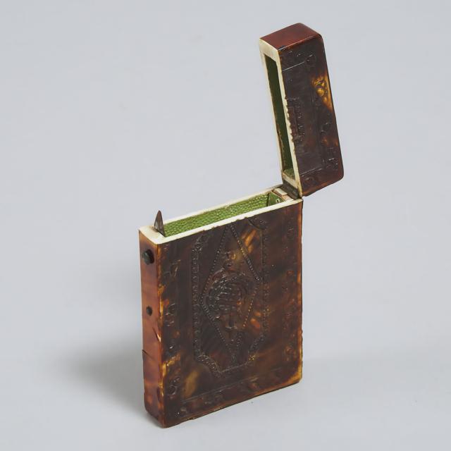 Pressed Tortoiseshell Calling Card Case, early-mid 19th century