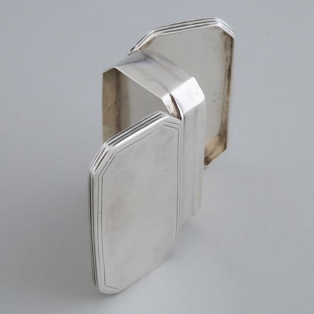 Continental Silver Double-Sided Chamfered Rectangular Snuff Box, late 18th/early 19th century