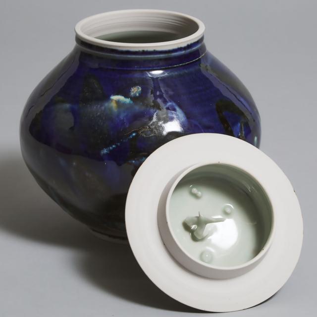 Kayo O'Young (Canadian, b.1950), Blue Glazed Covered Jar, 1989