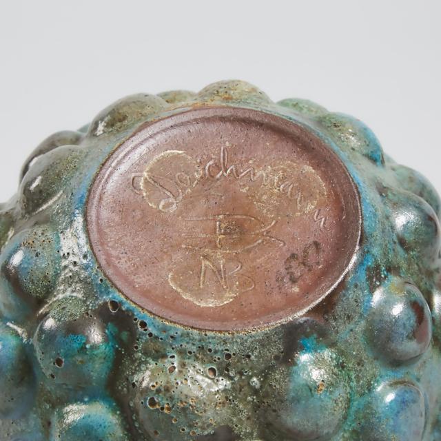 Deichmann Mottled Blue Glazed Stoneware 'Kish' Bowl, mid-20th century