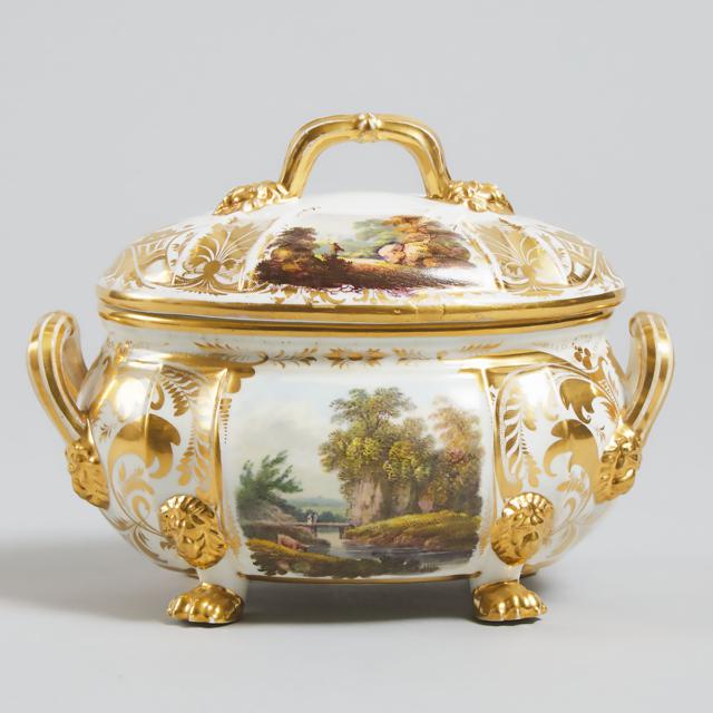 Derby Topographical Covered Sauce Tureen, c.1815