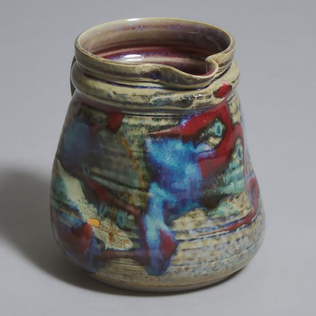 Kayo O'Young (Canadian, b.1950), Blue, Red, and Grey Glazed Jug, 1988