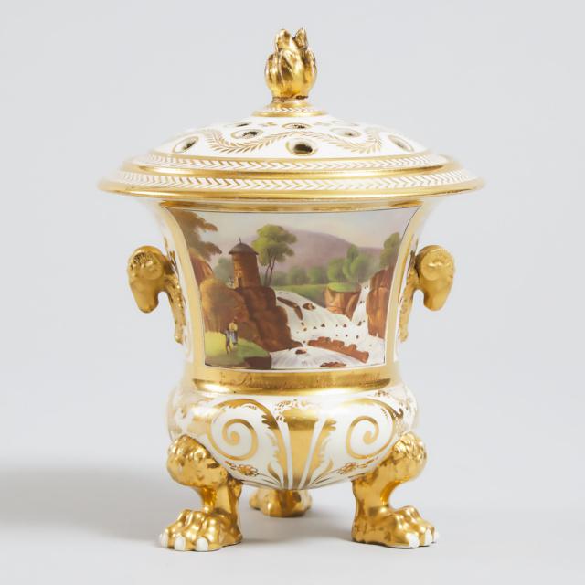 Derby Topographical Potpourri Vase and Cover, c.1815