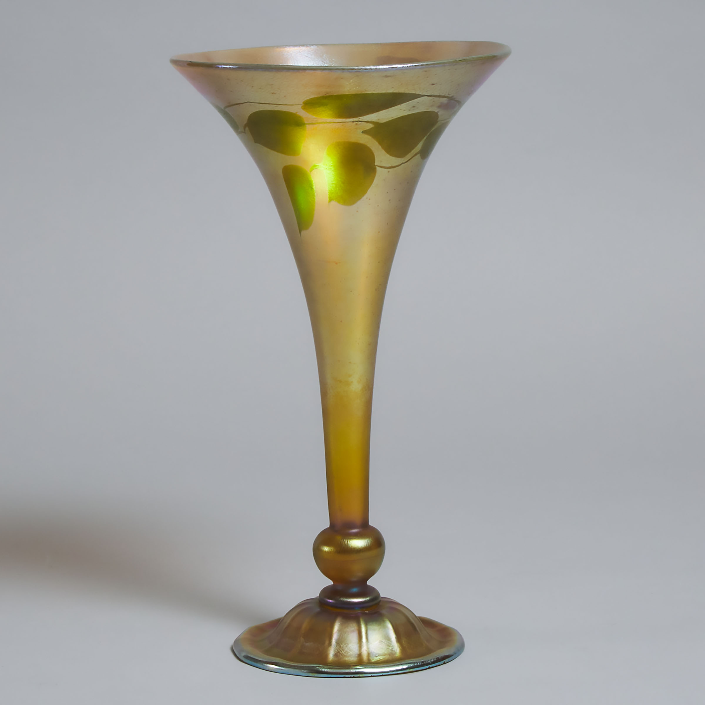 Tiffany ‘Favrile’ Iridescent Glass Trumpet Vase, 1917