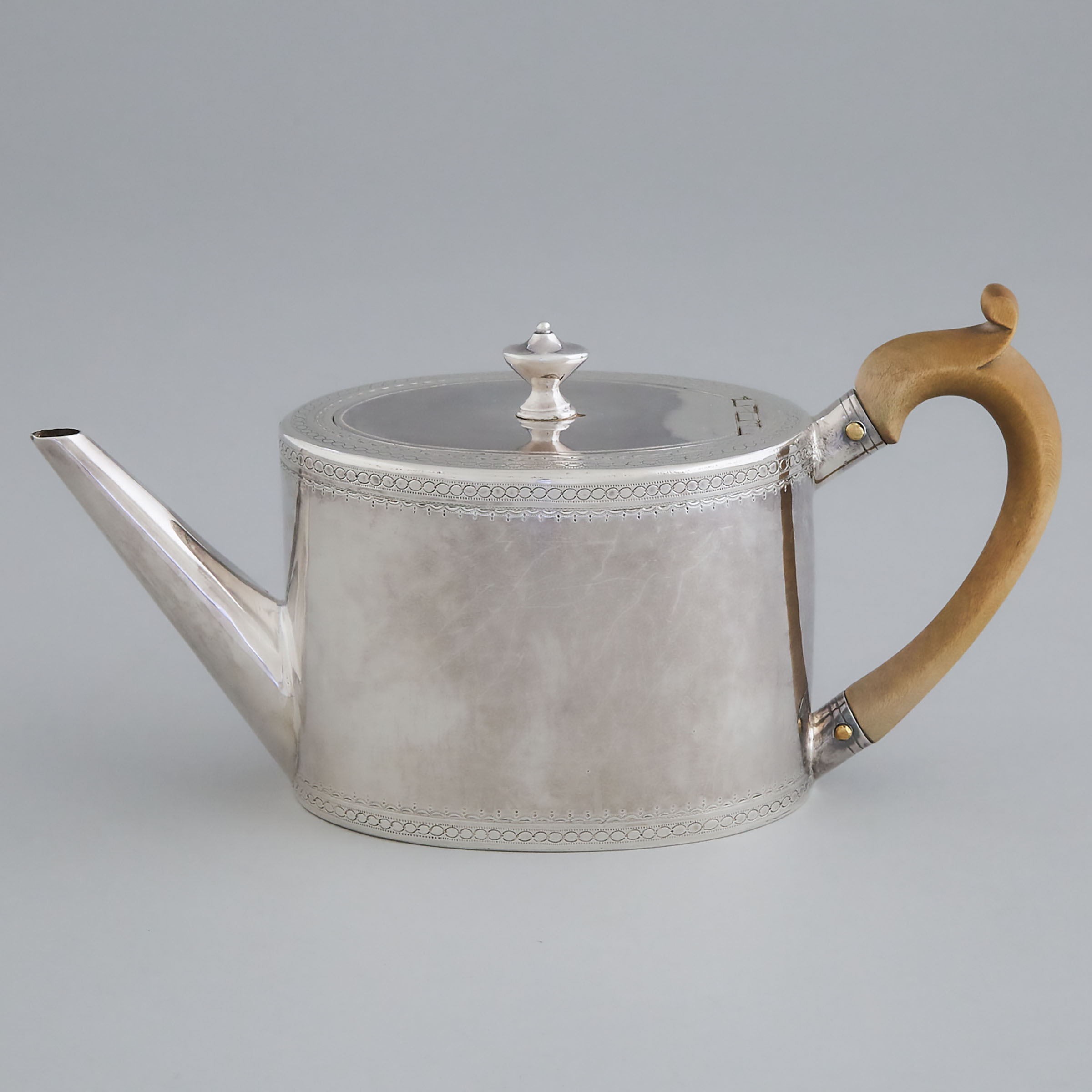 George III Silver Straight-Sided Oval Teapot, Richard Carter, Daniel Smith & Robert Sharp, London, 1779