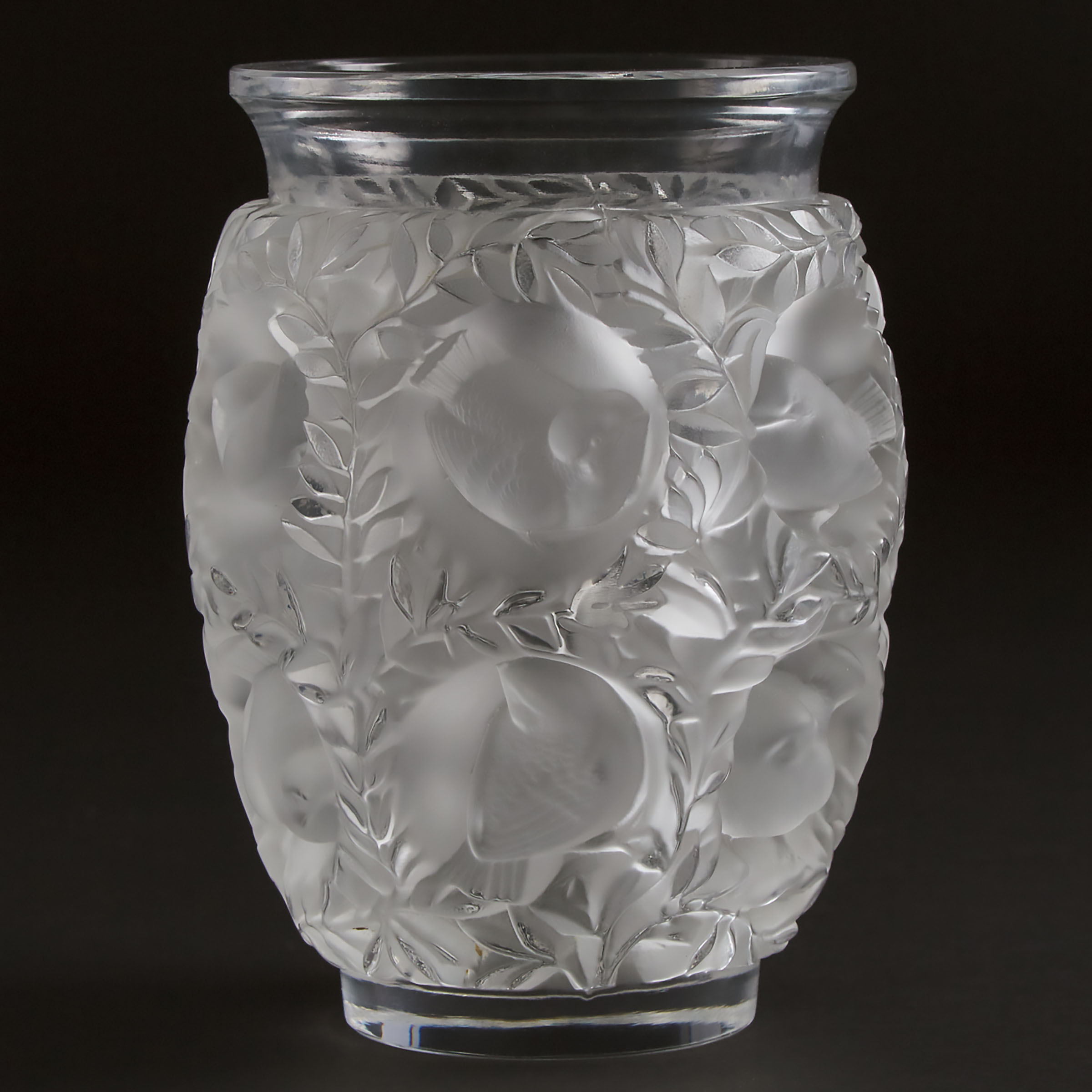 'Bagatelle' Lalique Moulded and Partly Frosted Glass Vase, post-1945