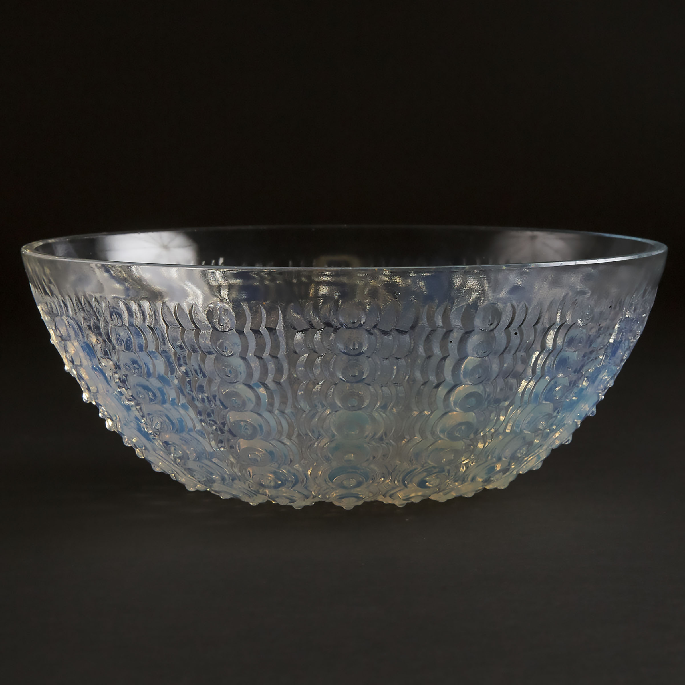 'Oursins', Lalique Moulded Opalescent Glass Bowl, 1930s
