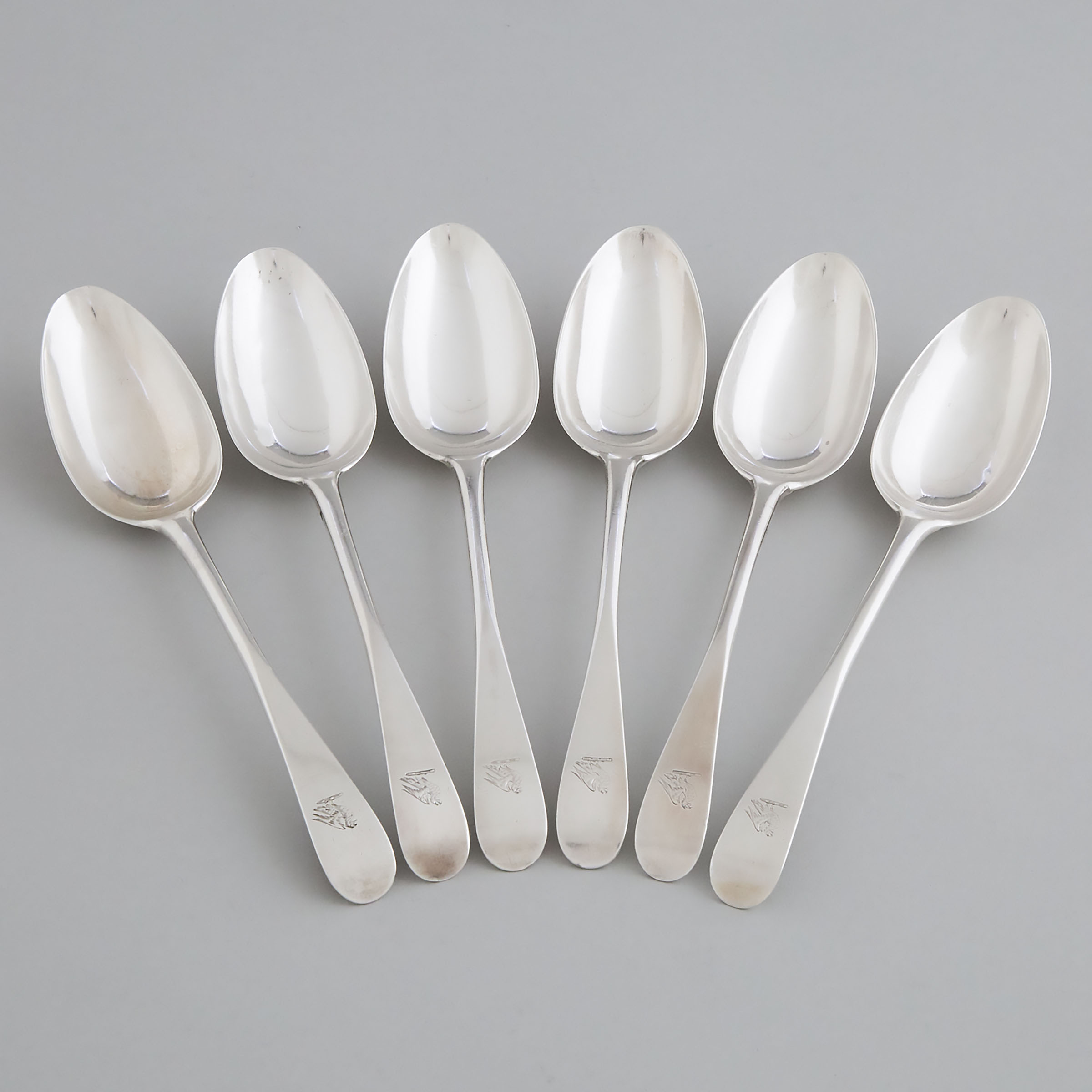Six George III Scottish Silver Old English Pattern Table Spoons, Edinburgh, 1788