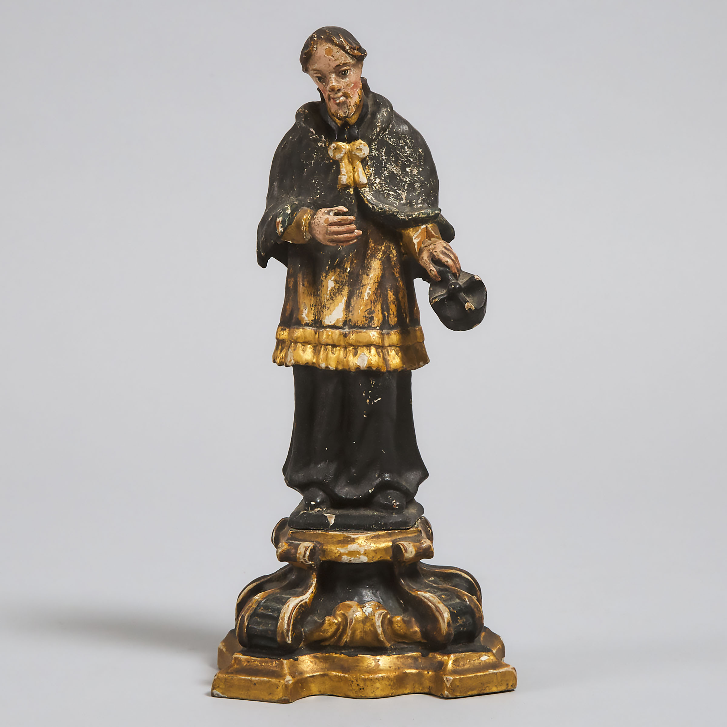 Continental Carved, Polychromed and Parcel Gilt Figure of Saint John of Nepomuk, early 19th century