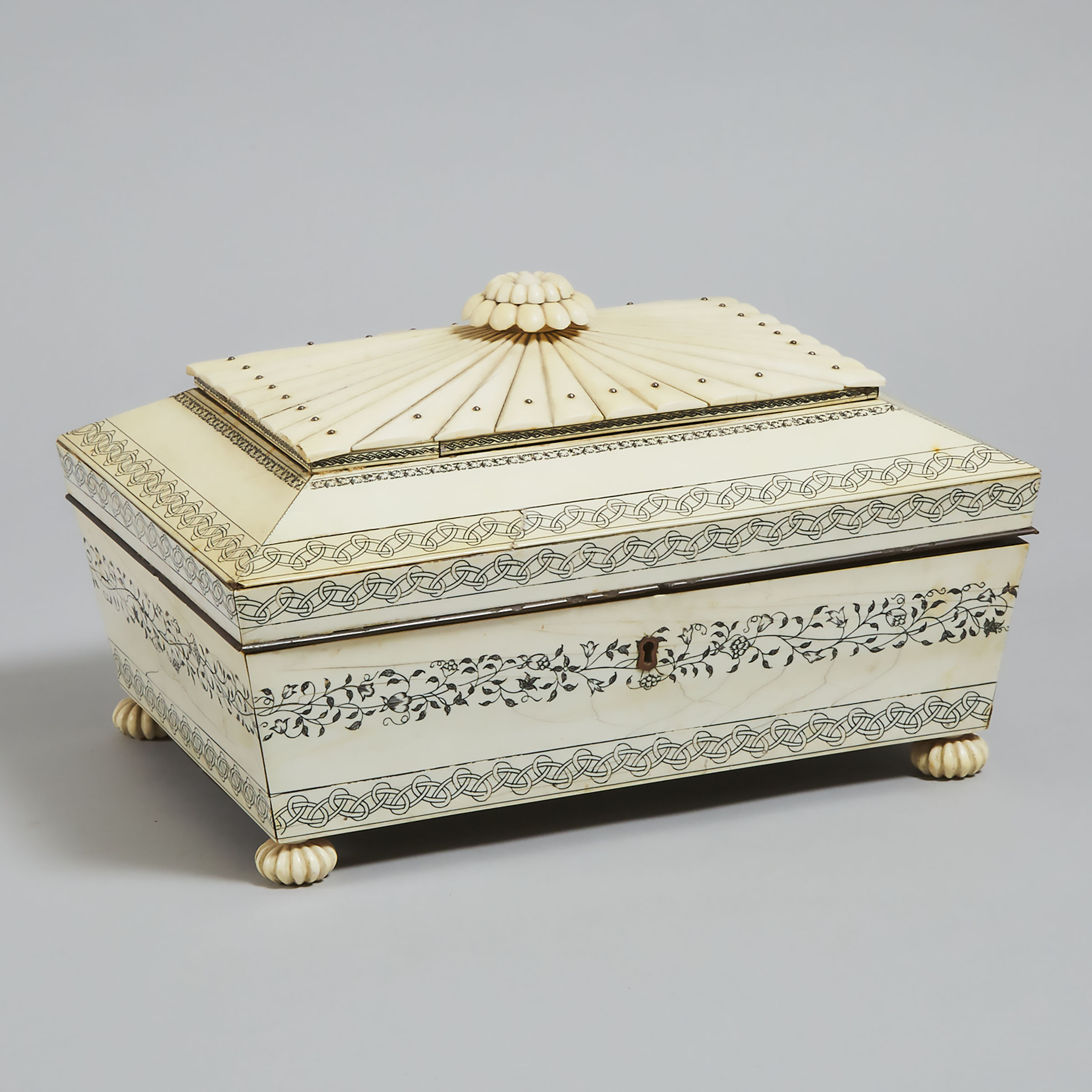 Anglo-Indian Ivory Veneered Sandalwood Work Box, Vizagapatam, mid 19th century