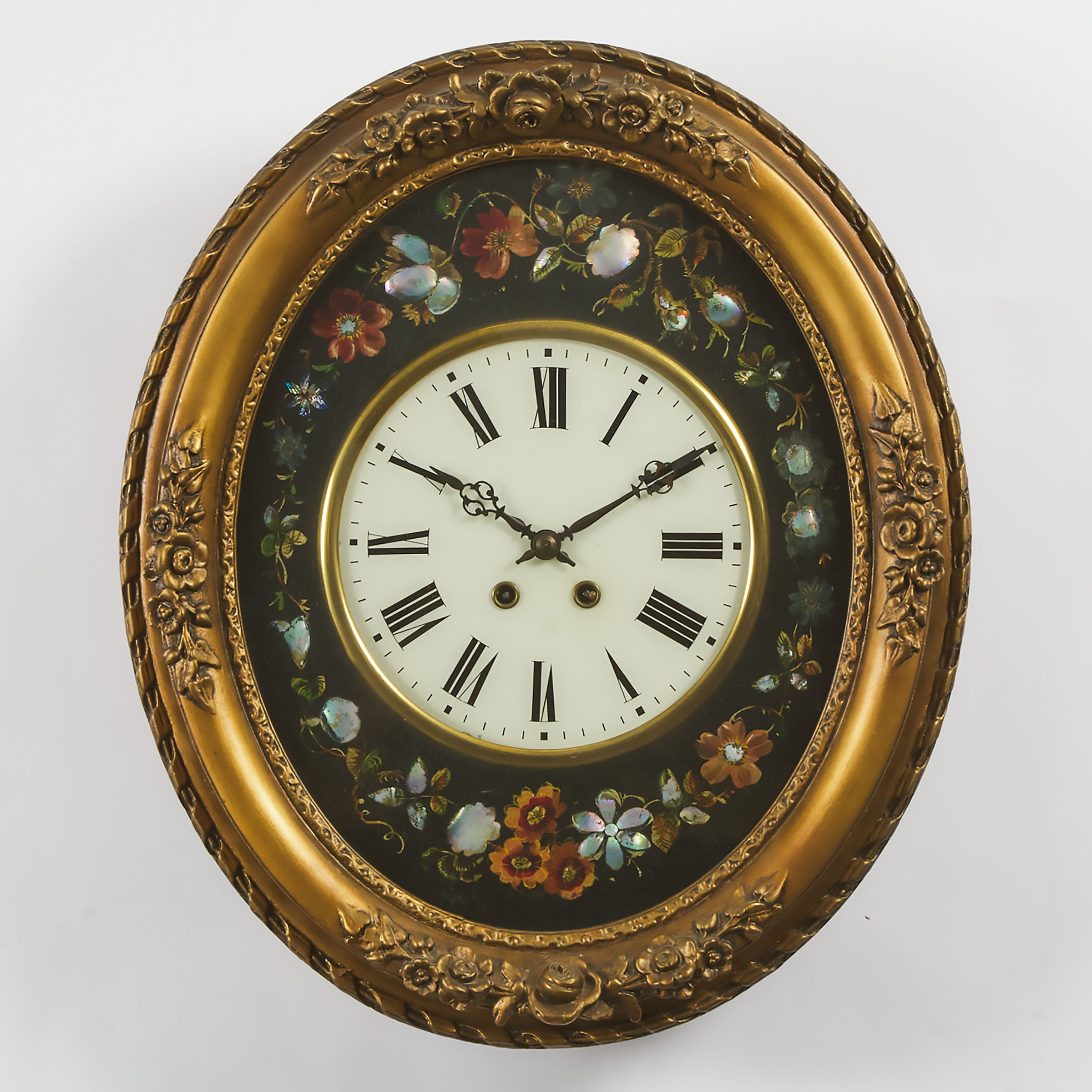 French Giltwood 'Oeil de Boeuf' Wall Clock, mid 19th century