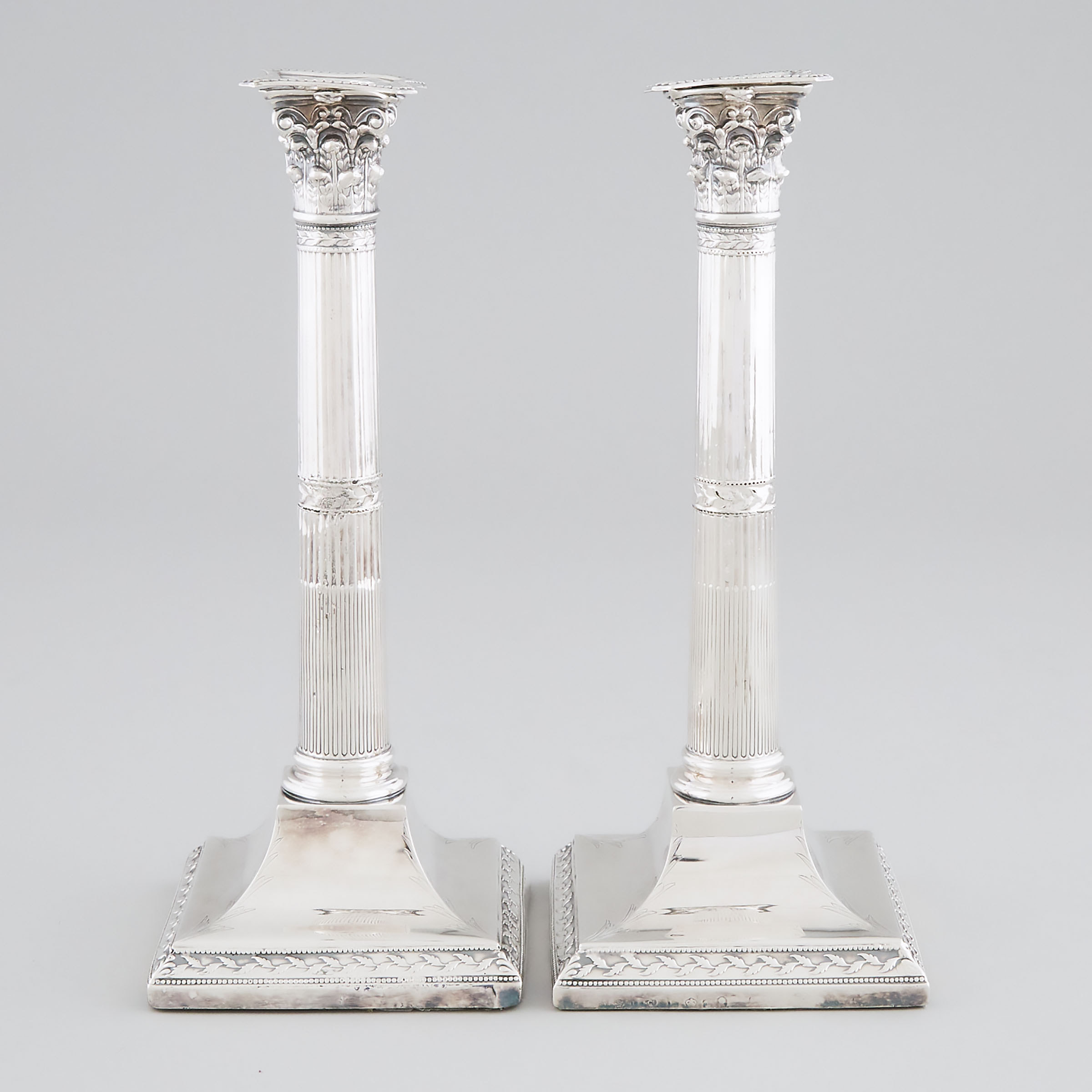 Pair of George III Silver Table Candlesticks, John Parsons & Co., Sheffield, 1787