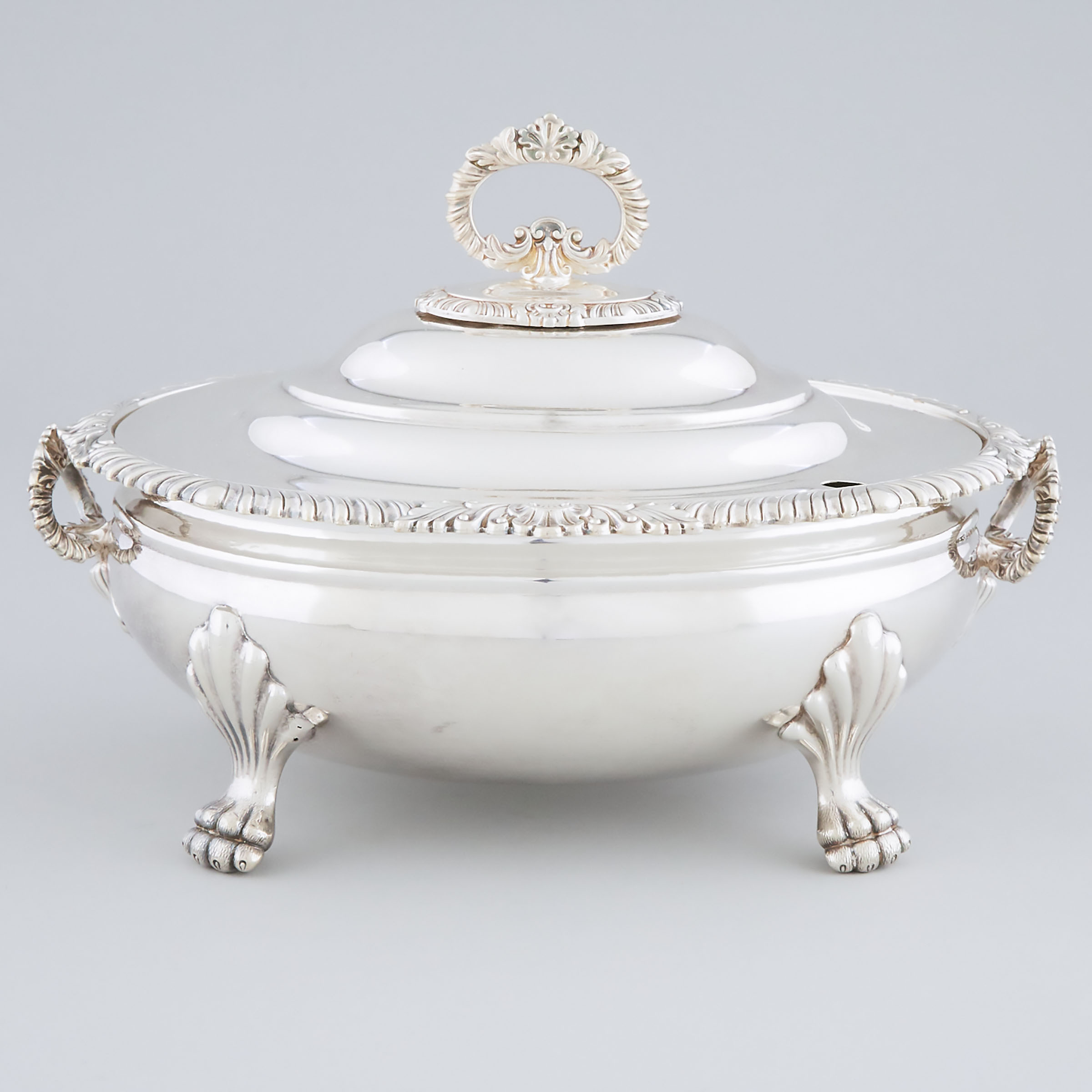 English Silver Plated Oval Covered Soup Tureen, late 19th/early 20th century