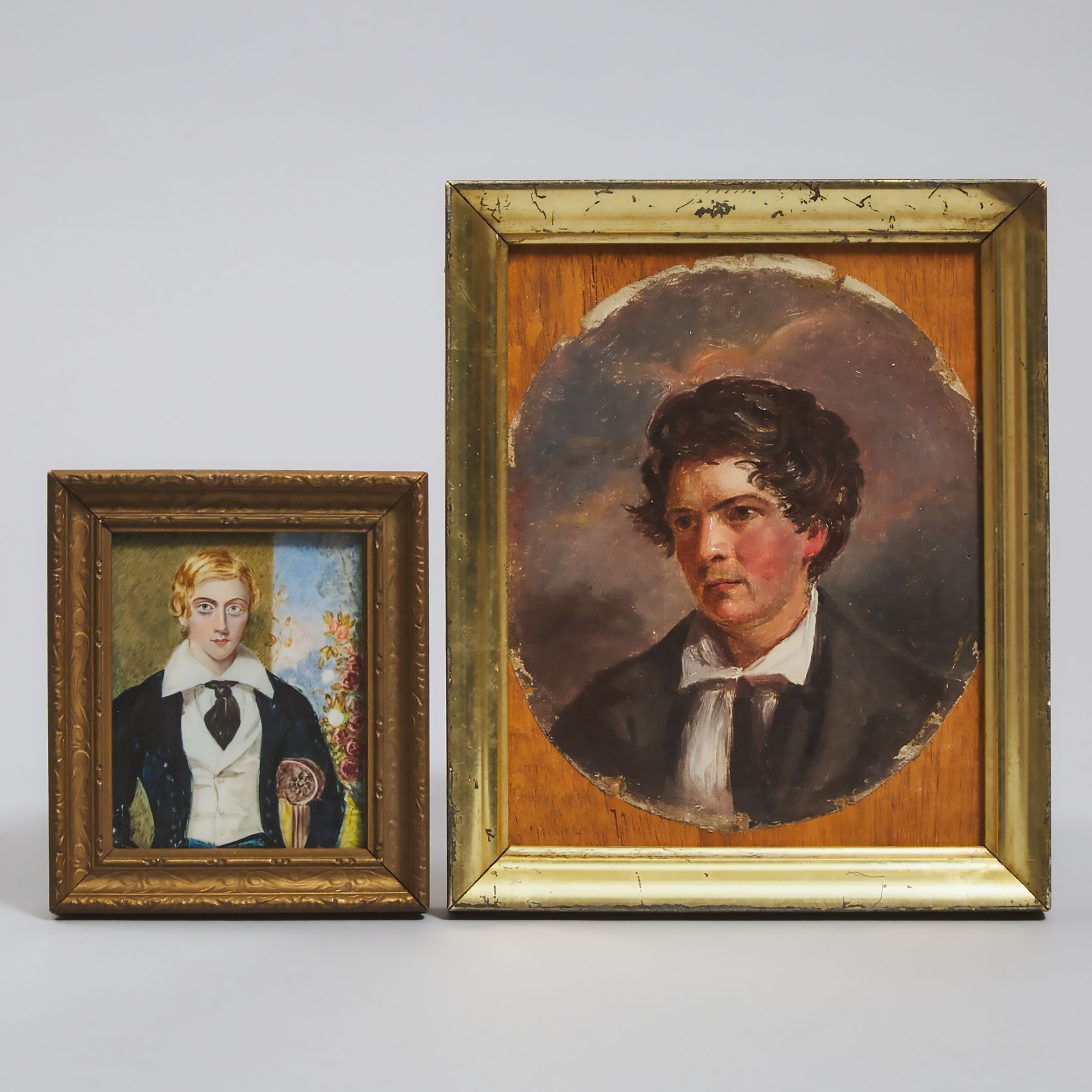 Two British School Portrait Miniatures of Young Men, early-mid 19th century