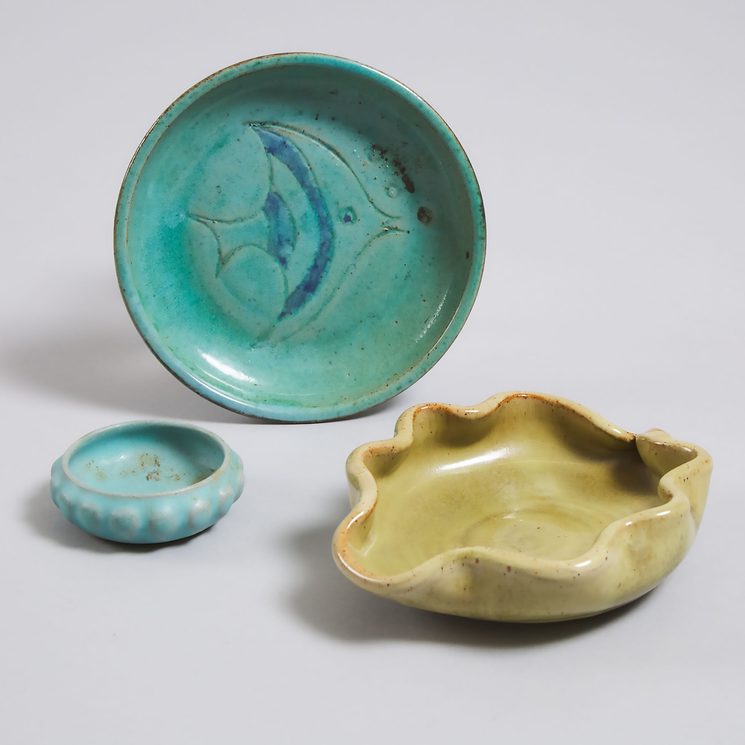 Three Deichmann Glazed Stoneware Small Dishes, mid-20th century