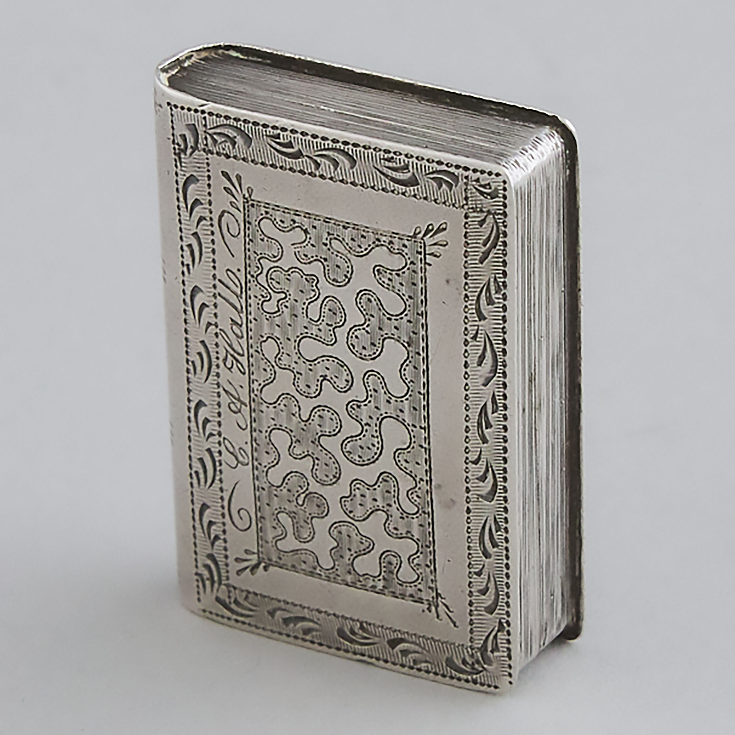 Victorian Silver Book-Form Vinaigrette, William Simpson, Birmingham, 1840
