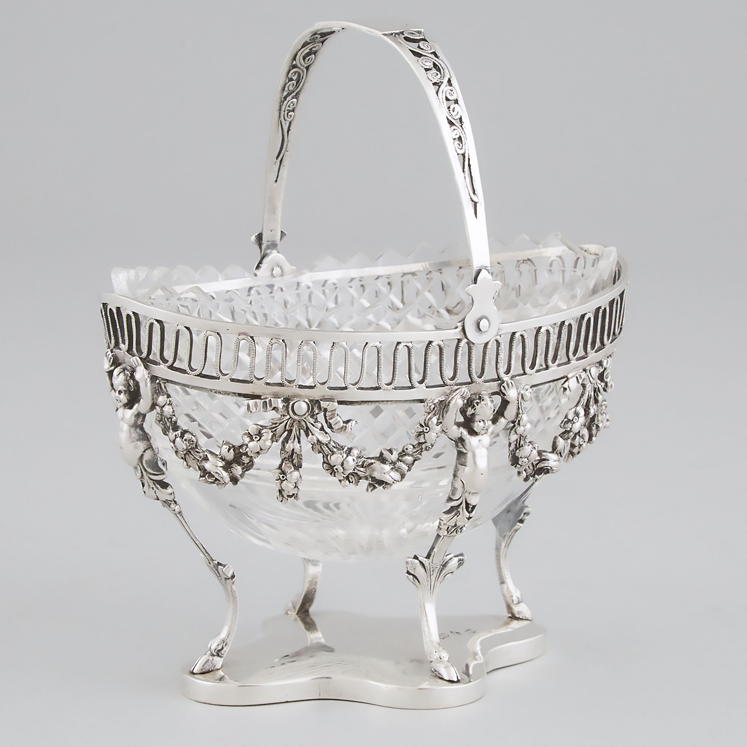 German Silver Sugar Basket, probably Hanau, late 19th century