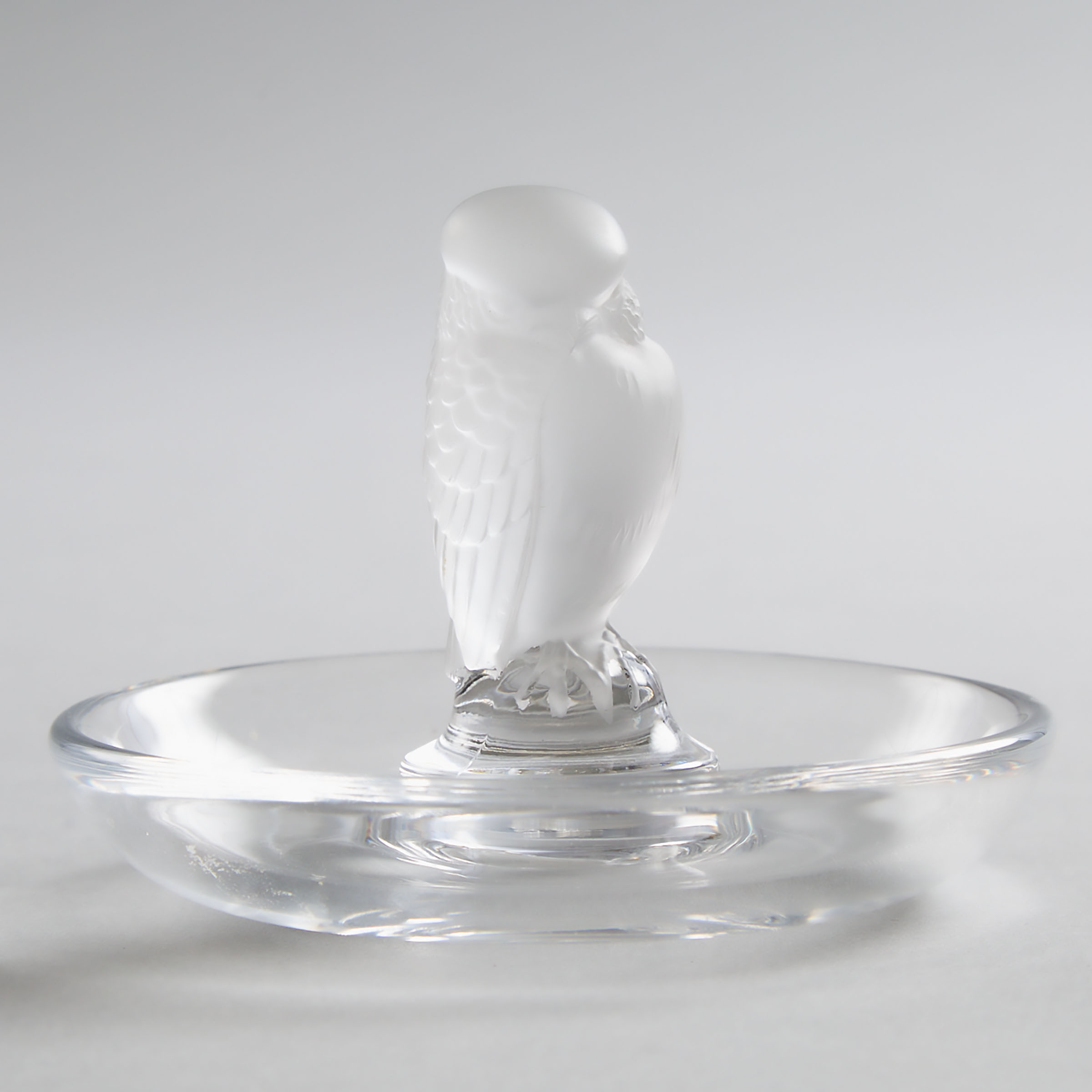 'Rapace', Lalique Moulded and Frosted Glass Cendrier, post-1945