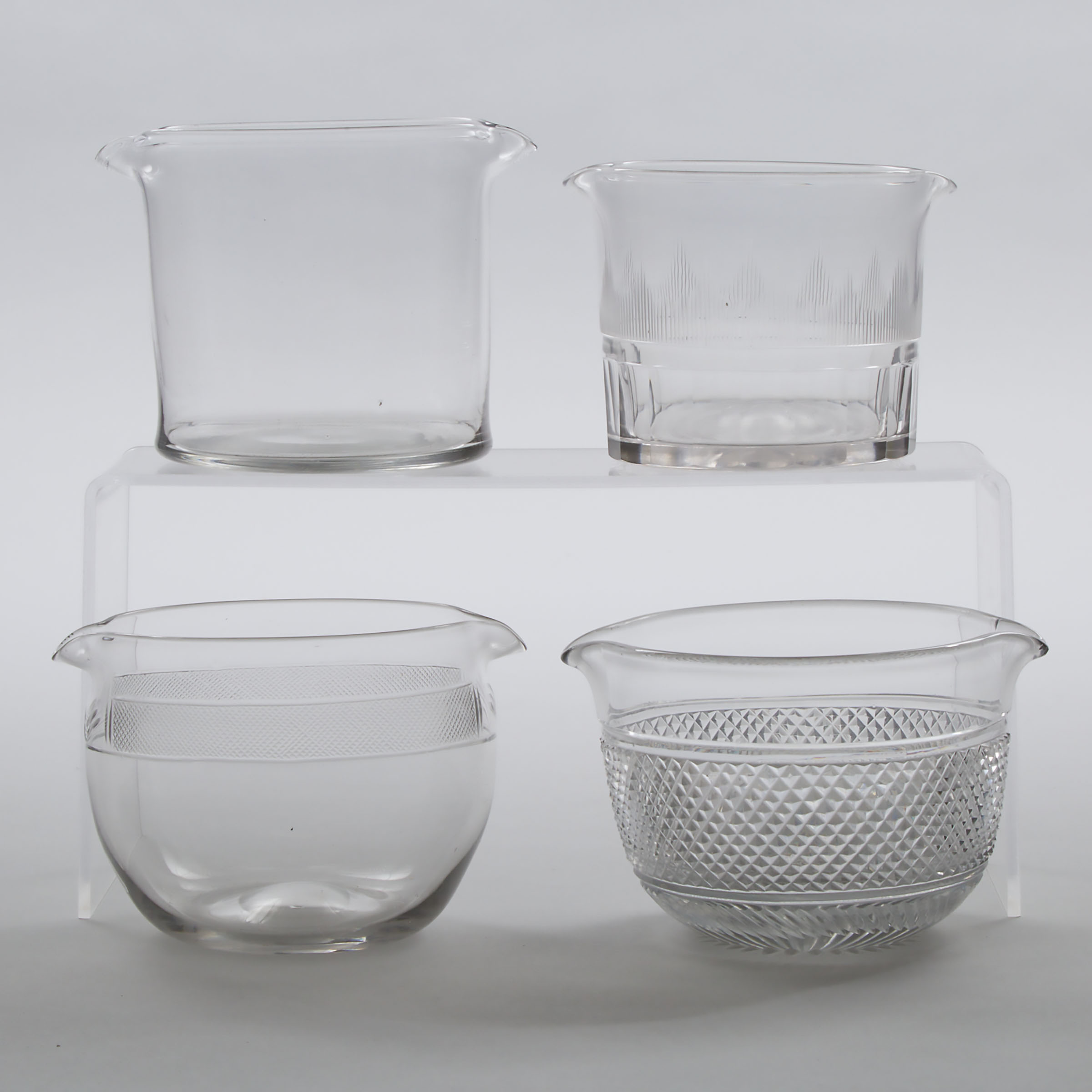 Four English Cut Glass Rinsing Bowls, 19th century