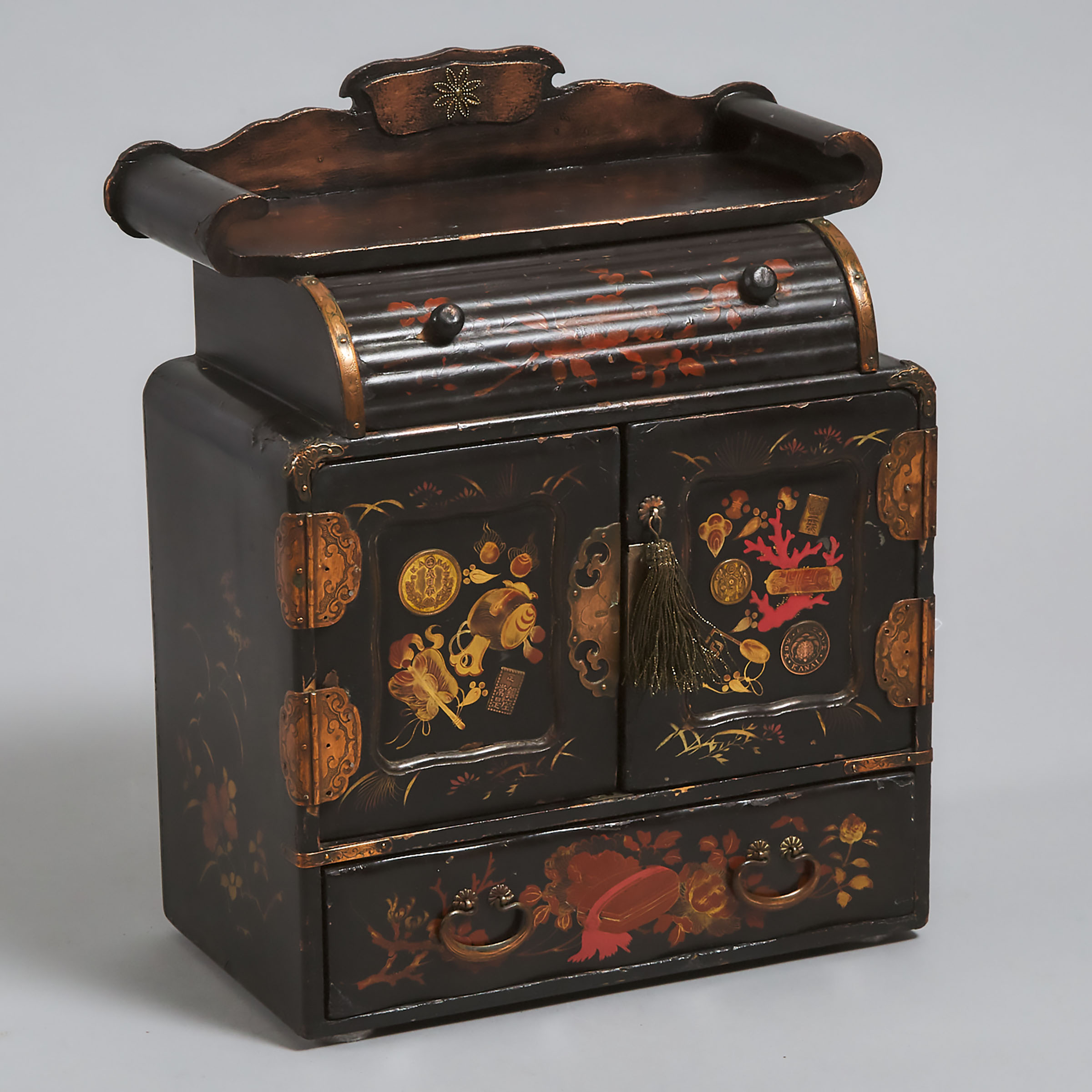 Japanese Black Lacquered Jewellery Cabinet, Meiji Period, c.1900 