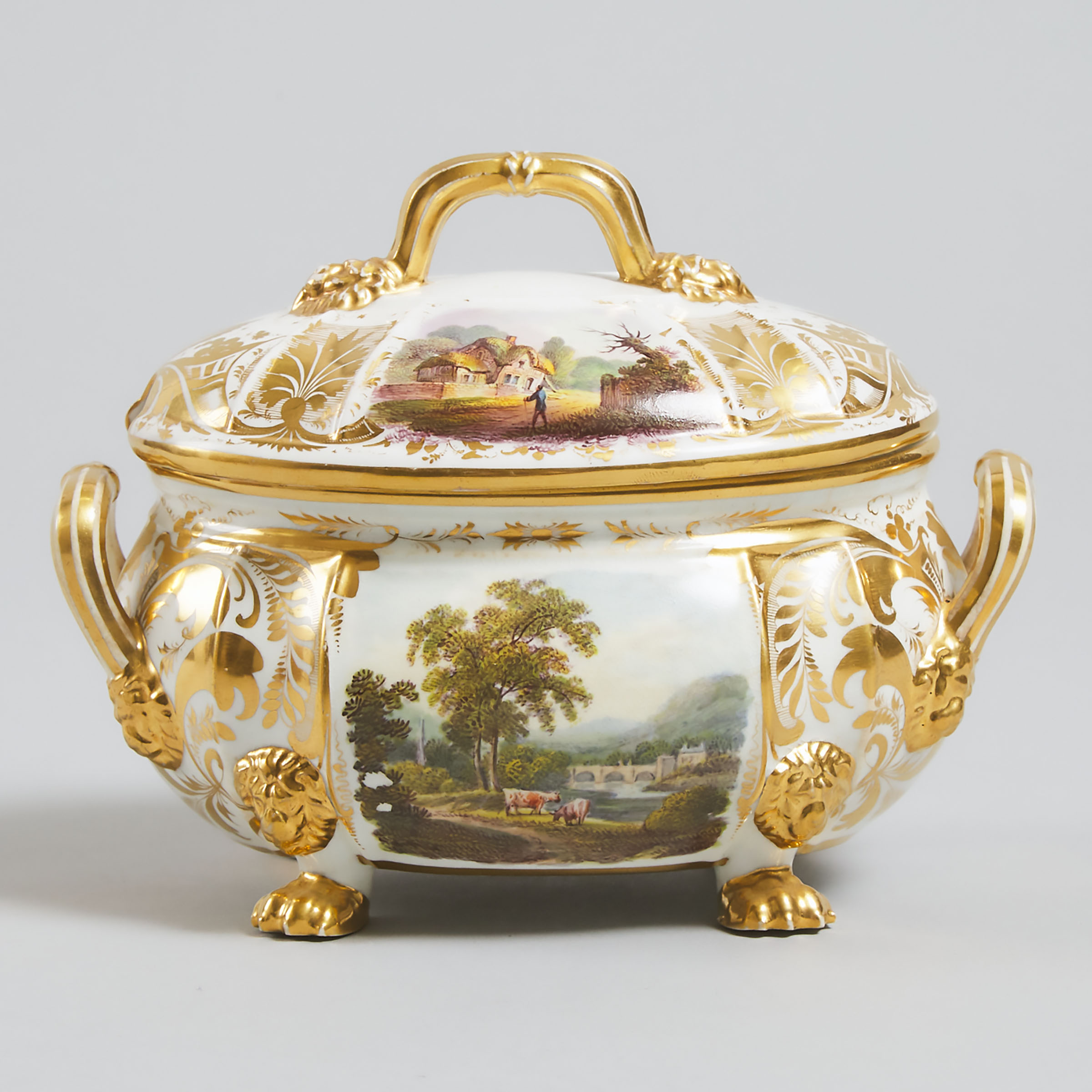 Derby Topographical Covered Sauce Tureen, c.1815