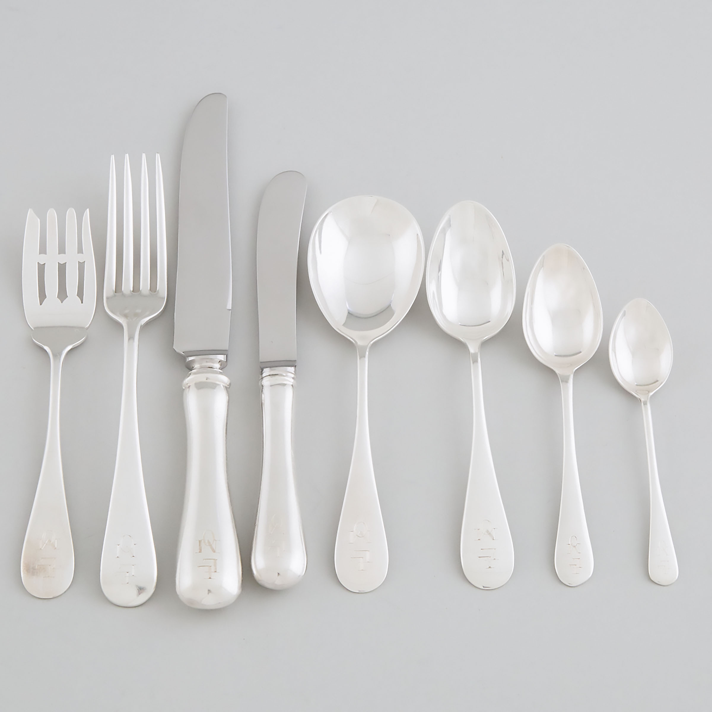 Canadian Silver ‘Old English’ Pattern Flatware Service, mainly Roden Bros., Toronto, Ont., 20th century