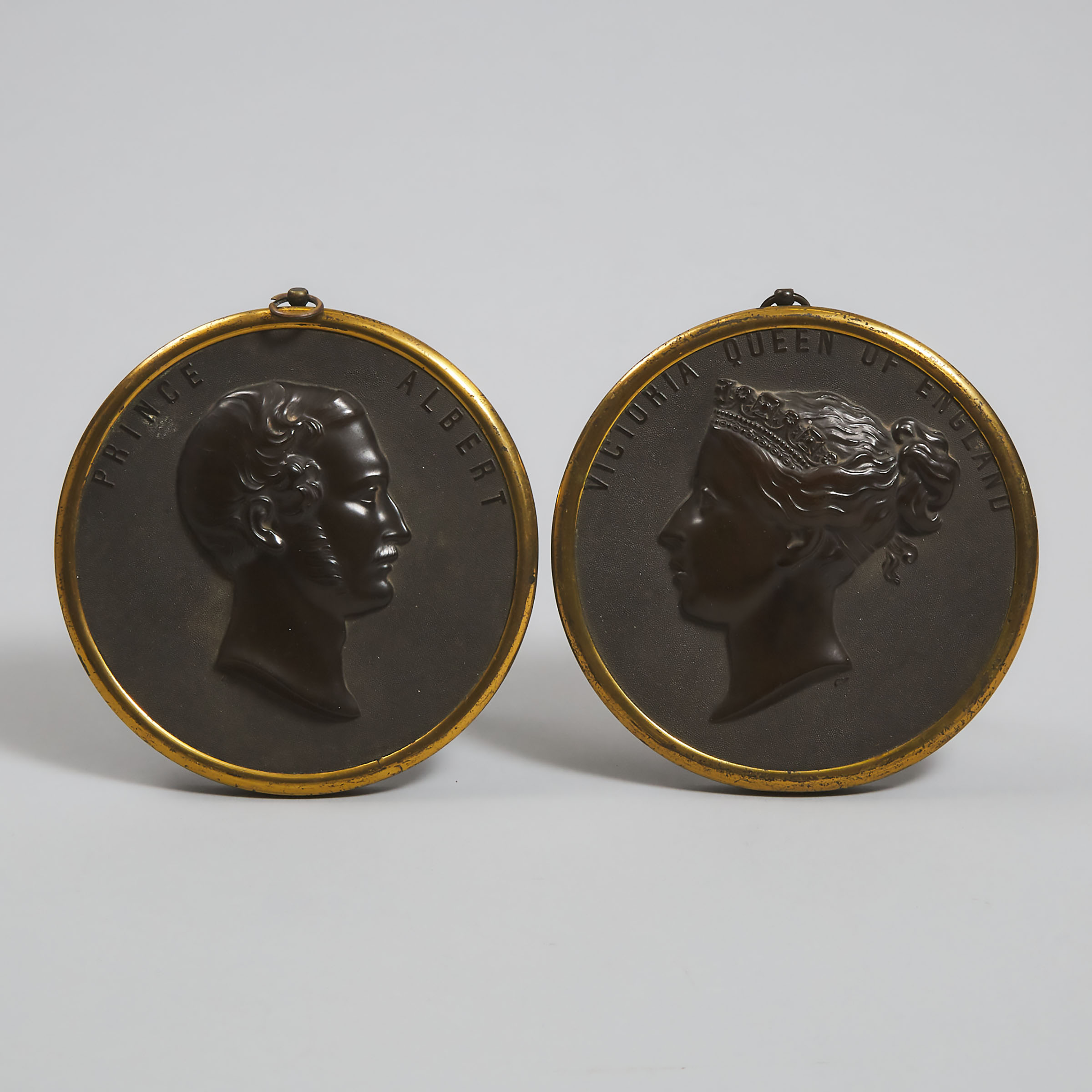 Pair of 'Bois Durci' Portrait Medallions with Profiles of Queen Victoria and Prince Albert, c.1860