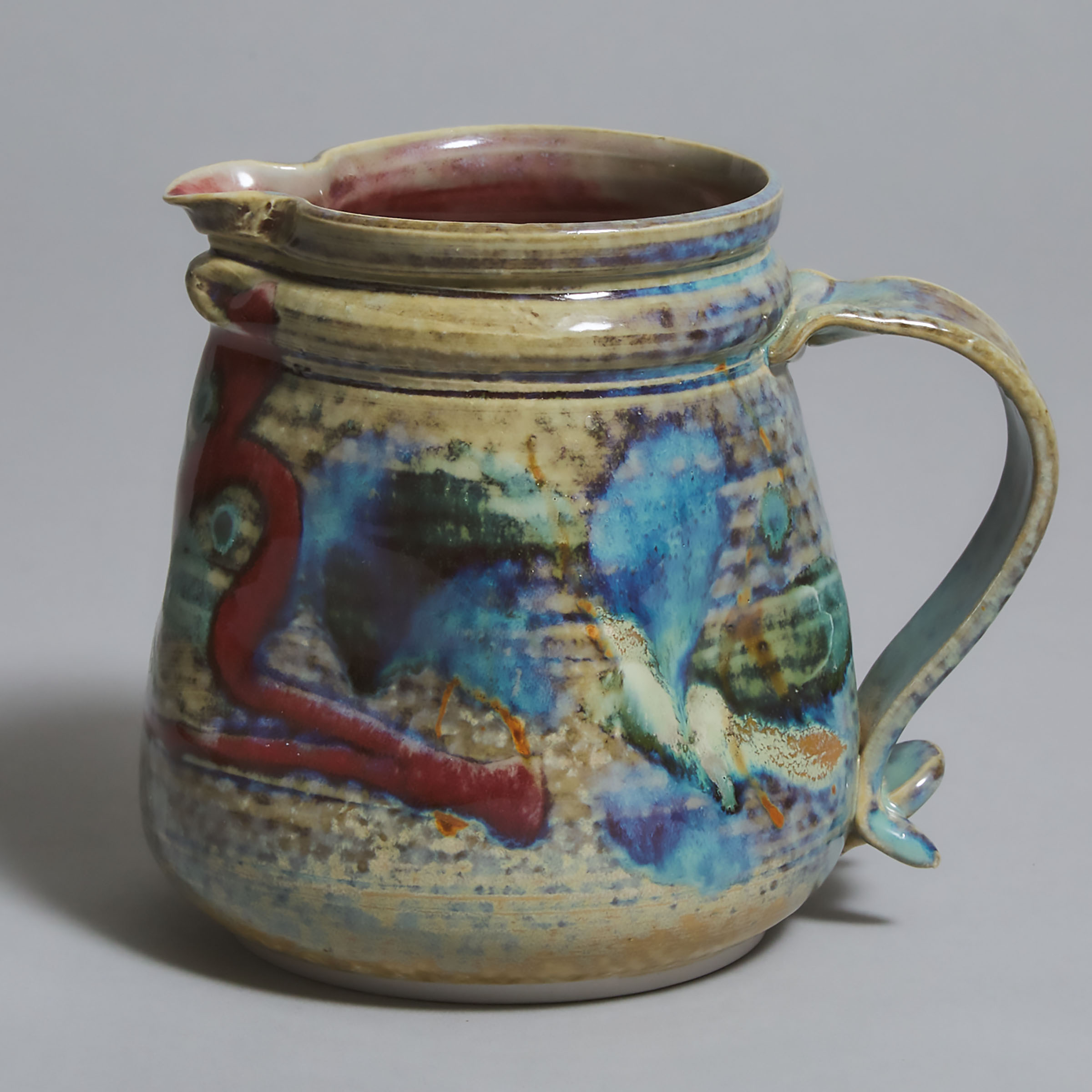 Kayo O'Young (Canadian, b.1950), Blue, Red, and Grey Glazed Jug, 1988