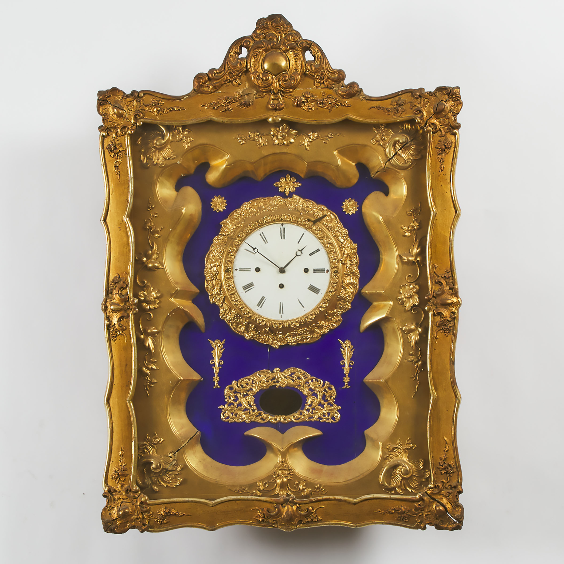 Austrian Giltwood Picture Frame Grande Sonnerie Wall Clock, early 19th century
