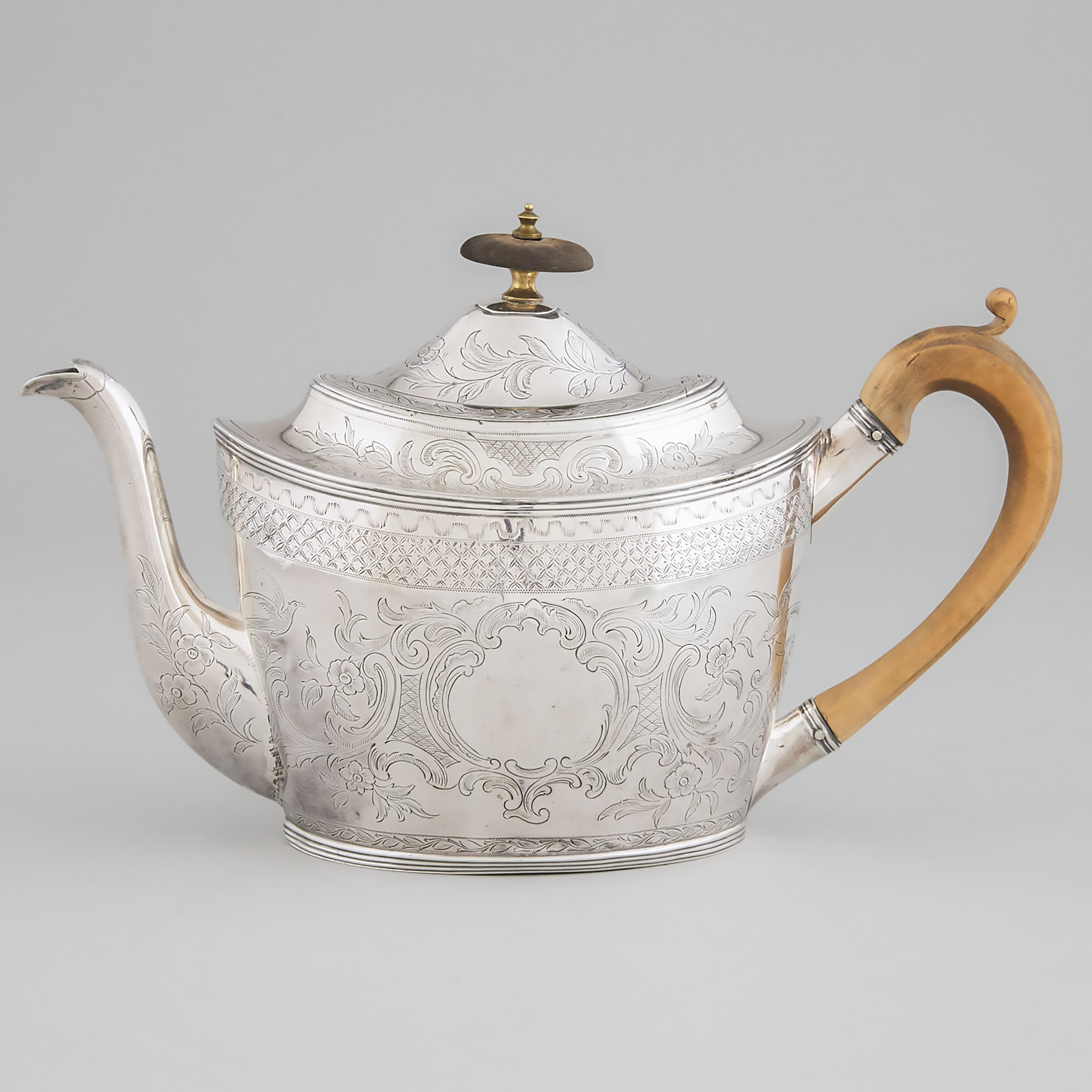 George III Silver Oval Teapot, Peter, Ann & William Bateman, London, 1800