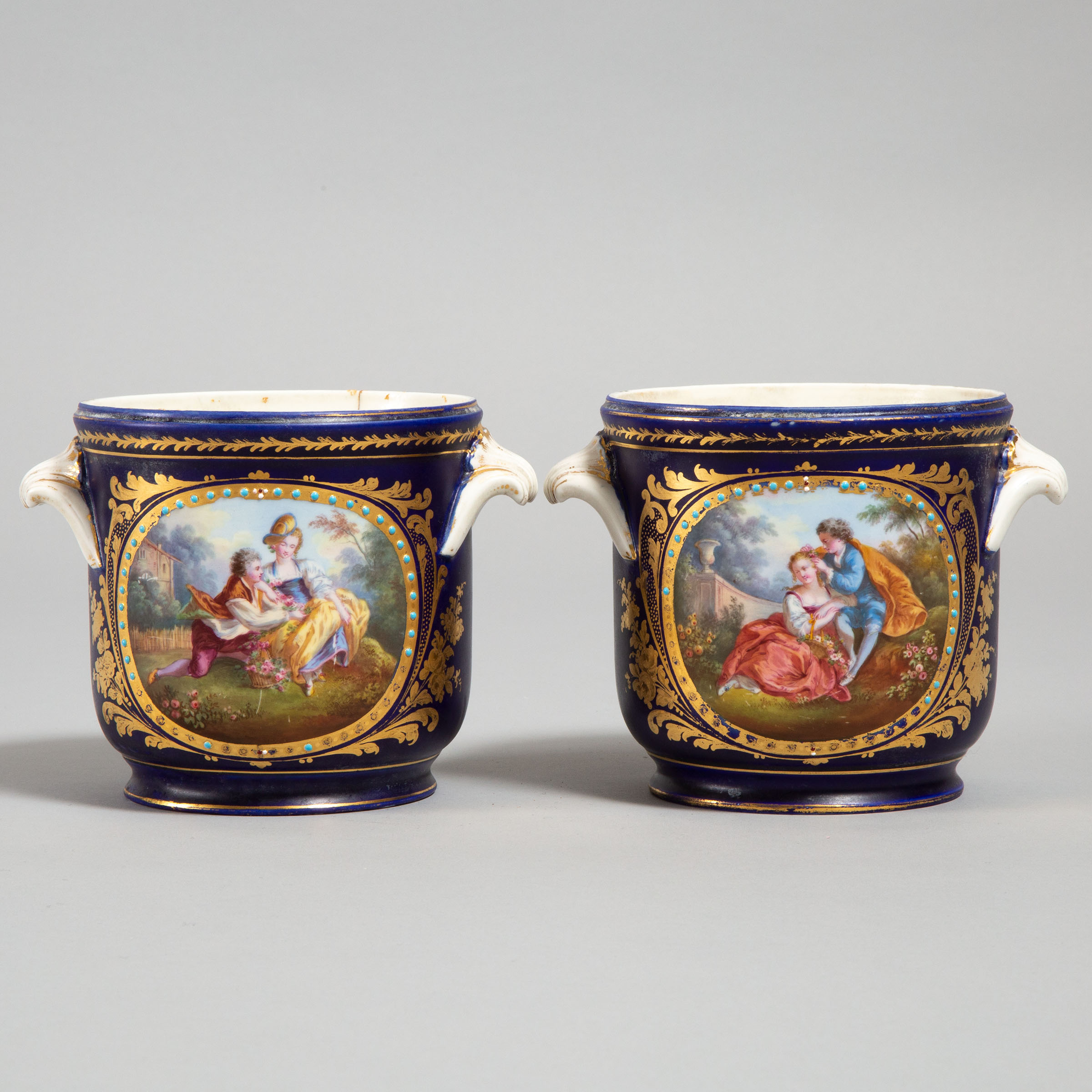 Pair of 'Sèvres' Cachepots, late 19th century