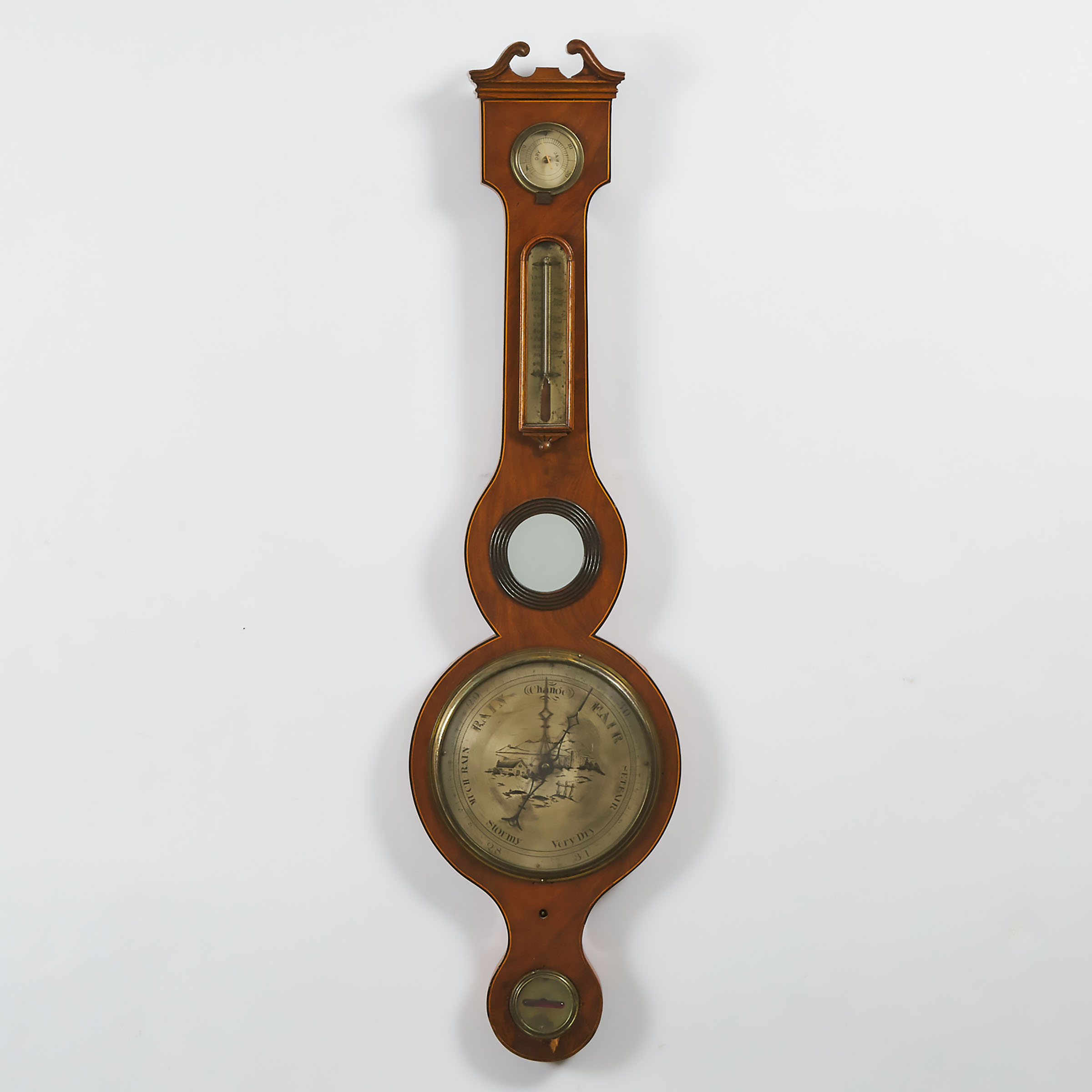 English Mahogany Wheel Barometer, c.1850
