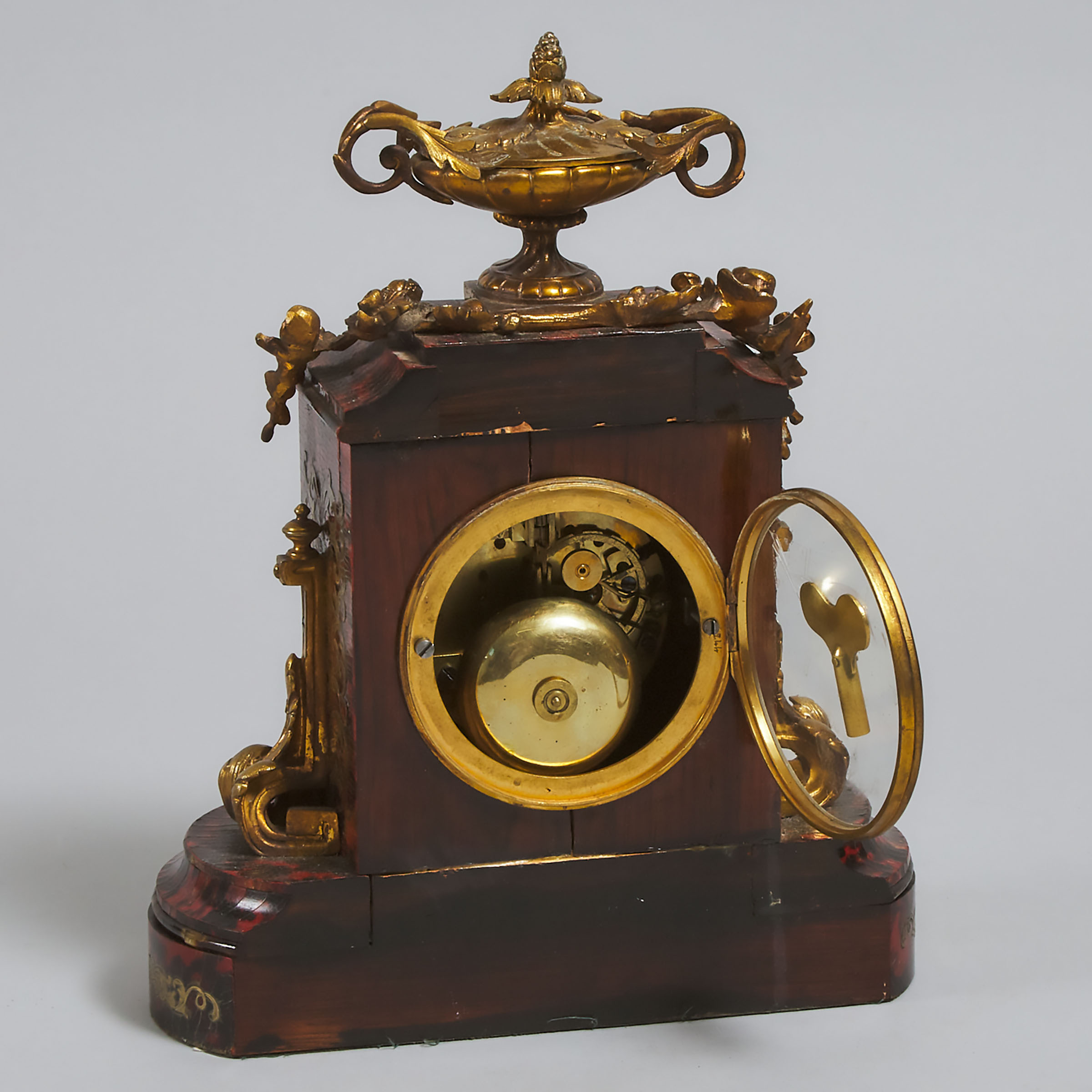Petite French Ormolu Mounted 'Boulle' Work Mantle Clock, Nittor, à Paris, c.1860
