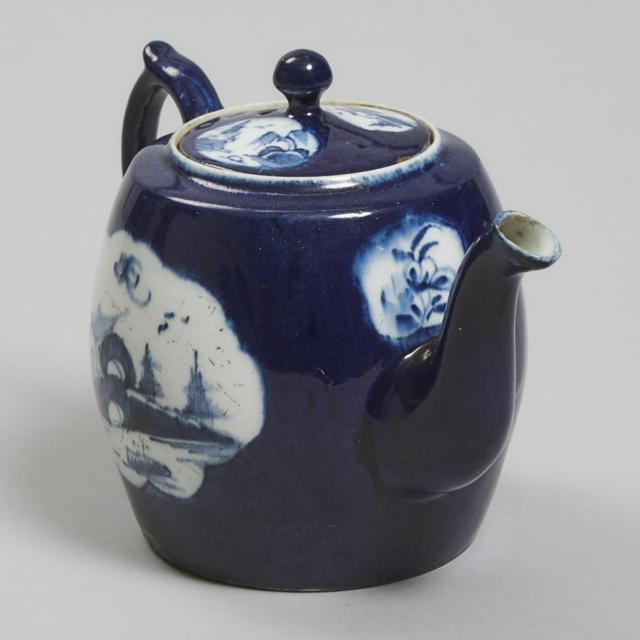 Lowestoft Powder Blue Ground Teapot, c.1770-75