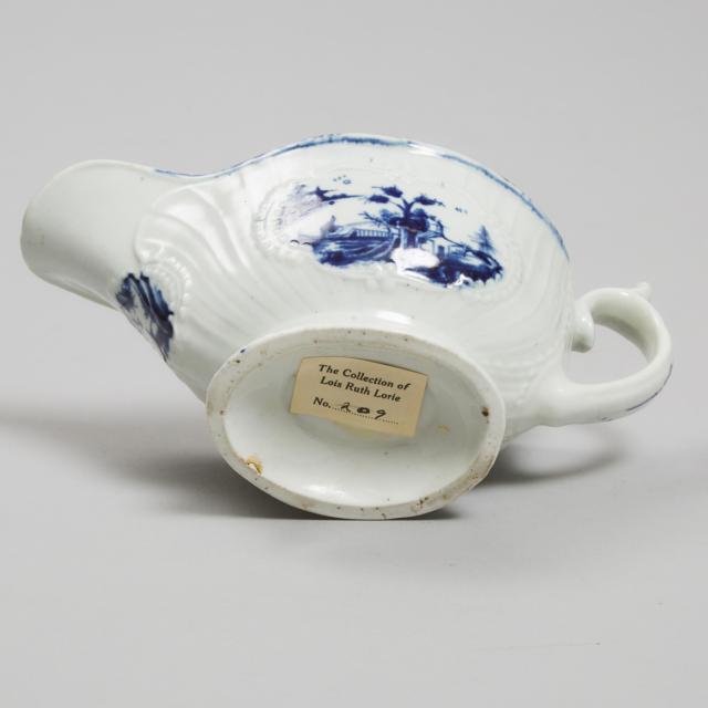 Worcester 'Fisherman and Billboard Island' Moulded Sauce Boat, c.1758-65