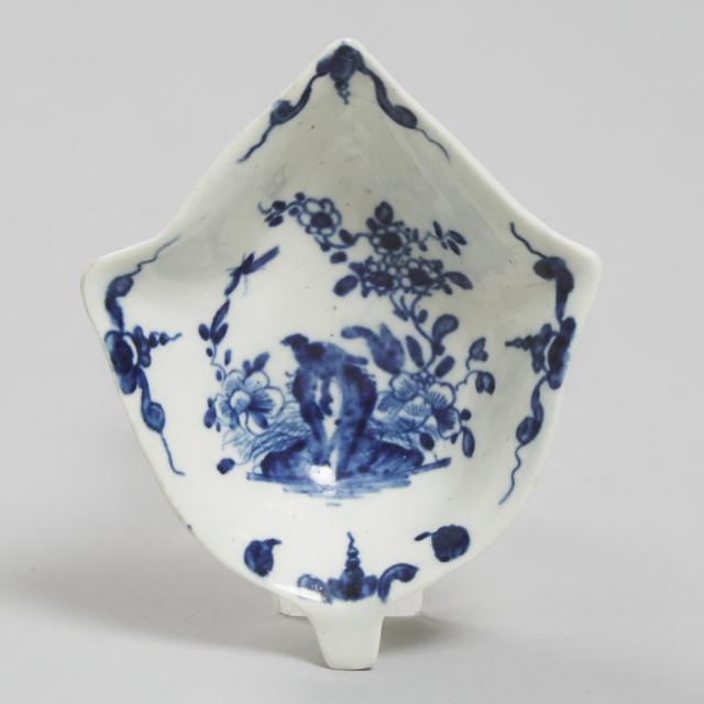 Worcester 'Two-Peony Rock Bird' Ivy Leaf Pickle Dish, c.1758-60