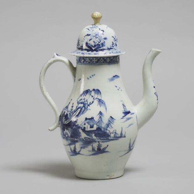 Lowestoft Blue and White Coffee Pot, c.1780