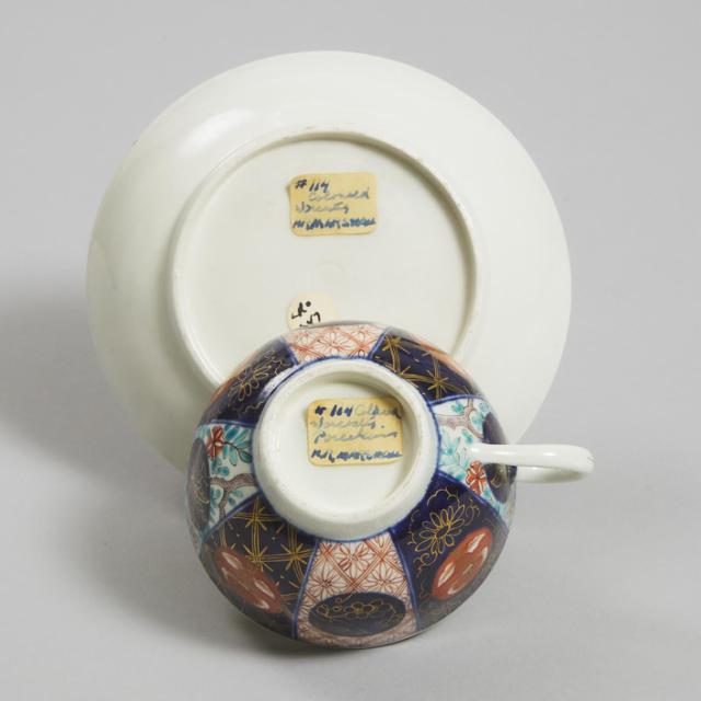 Worcester 'Old Mosaic' Japan Pattern Cup and Saucer, c.1770