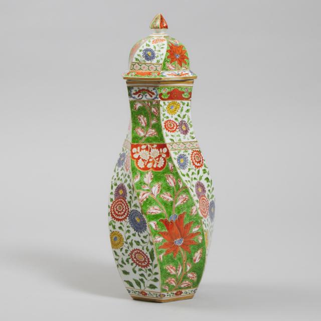 Samson Famille-Verte Spiral Hexagonal Covered Vase, c.1900