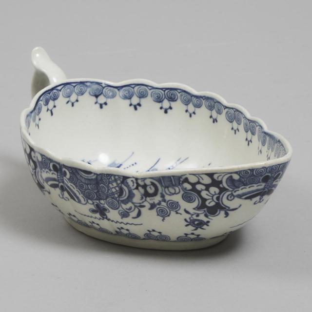 Worcester 'Doughnut Tree' Fluted Sauce Boat, c.1775-80
