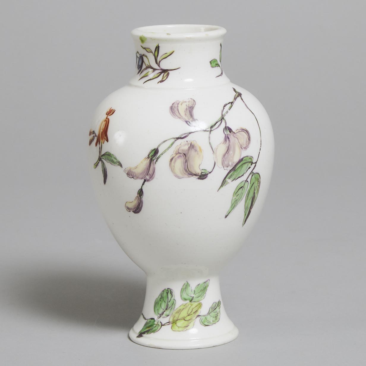 Chelsea Flower-Painted Baluster Vase, c.1755