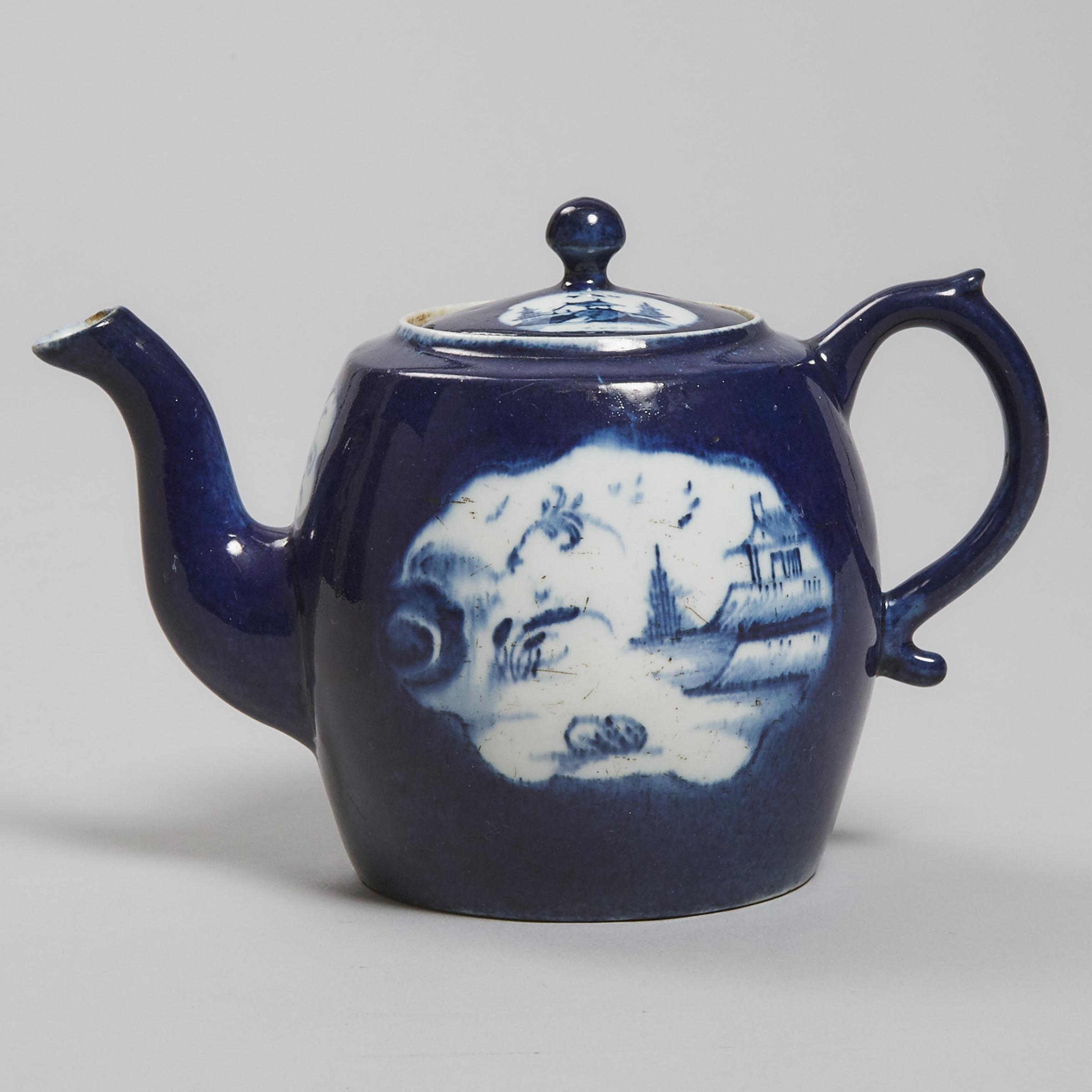 Lowestoft Powder Blue Ground Teapot, c.1770-75