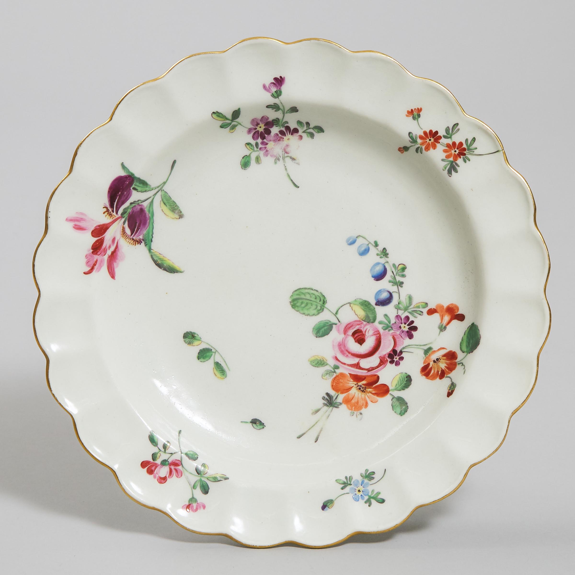 Worcester Flower Painted Plate, workshop of James Giles, c.1770-75