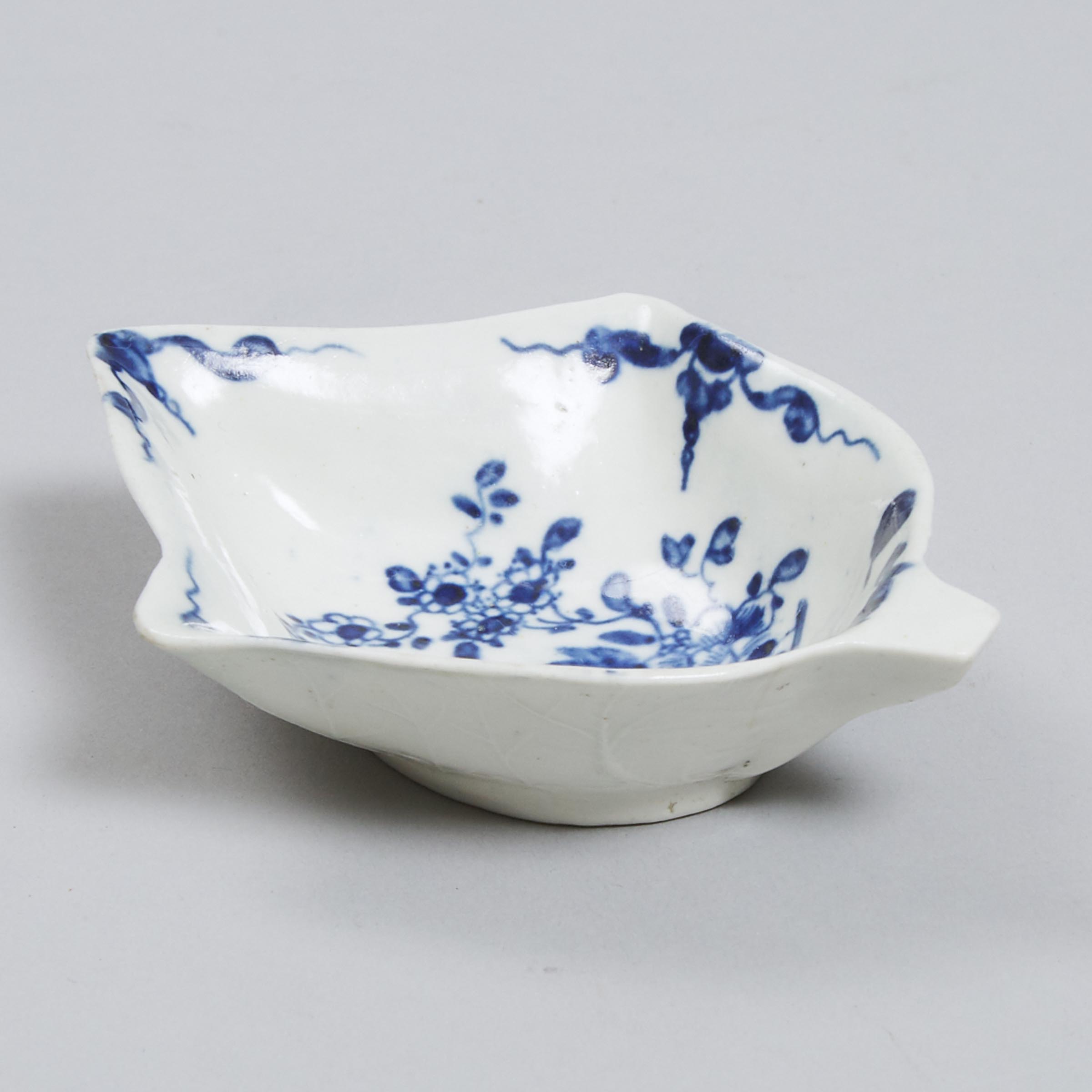 Worcester 'Two-Peony Rock Bird' Ivy Leaf Pickle Dish, c.1758-60