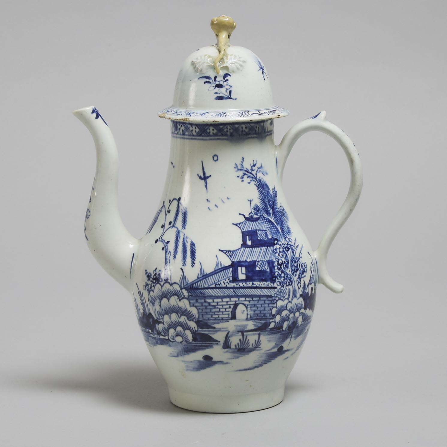 Lowestoft Blue and White Coffee Pot, c.1780